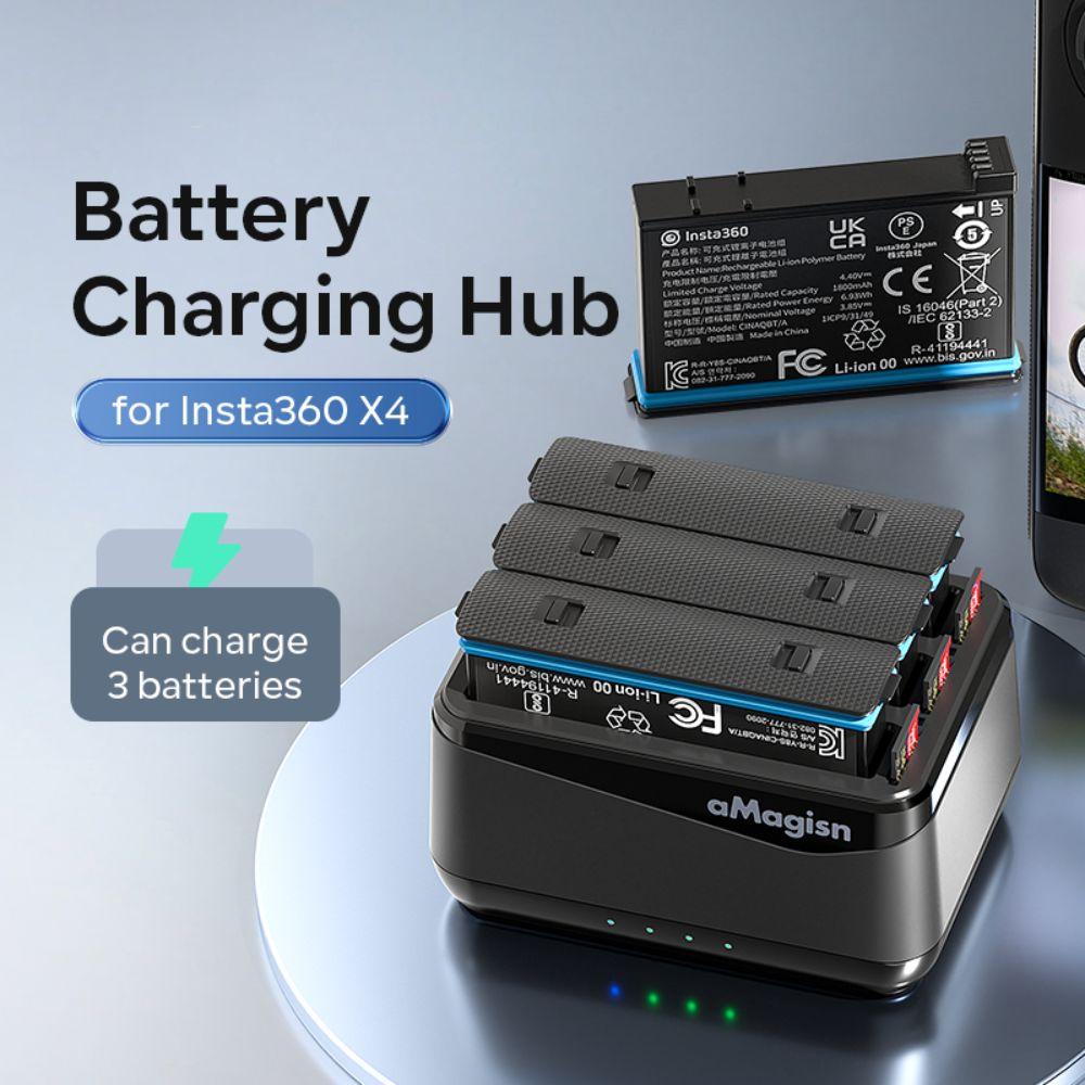 3 Charging Slots Battery Charger Charging Stand Charge Hub Battery Charging Box for Insta360 X4
3 Charging Slots Battery Charger Charging Stand Charge Hub Battery Charging Box for Insta360 X4