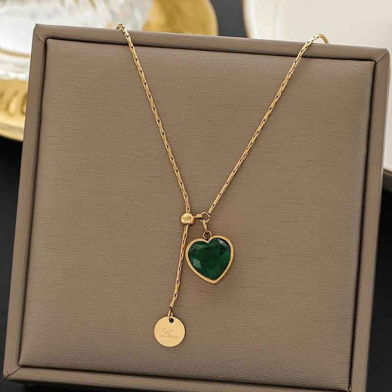 1pc Adjustable Stainless Steel Heart Pendant Necklace with Green Cubic & Golden-Tone Tassel Charm - April Birthstone Jewelry, KC Golden Plated Collarb золотистый
1pc Adjustable Stainless Steel Heart Pendant Necklace with Green Cubic & Golden-Tone Tassel Charm - April Birthstone Jewelry, KC Golden Plated Collarb золотистый