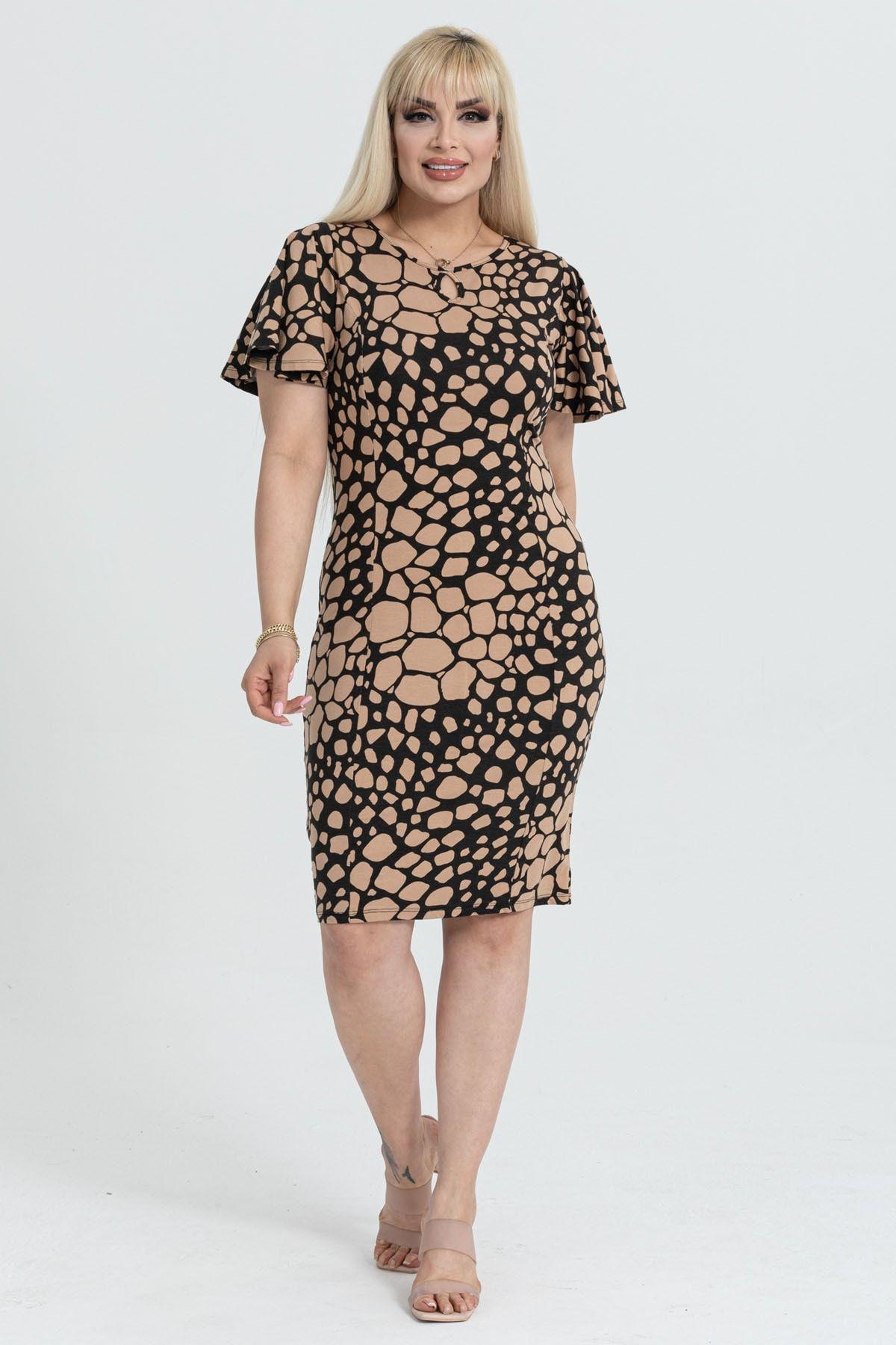 Women s Big Size Dress Black Mink Stone Patterned Plus Size Dress with Butterfly Sleeve Cups
Women s Big Size Dress Black Mink Stone Patterned Plus Size Dress with Butterfly Sleeve Cups