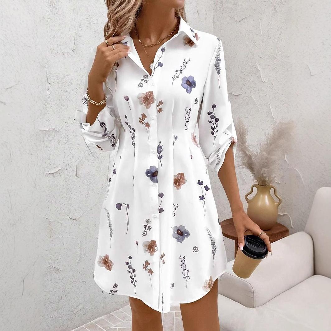 Women s Floral Print Long Sleeve Shirt Dress, Elegant White Blouse Dress with Blue Pink Brown Leaf Pattern, Casual Chic Office Wear S білий
Women s Floral Print Long Sleeve Shirt Dress, Elegant White Blouse Dress with Blue Pink Brown Leaf Pattern, Casual Chic Office Wear S білий