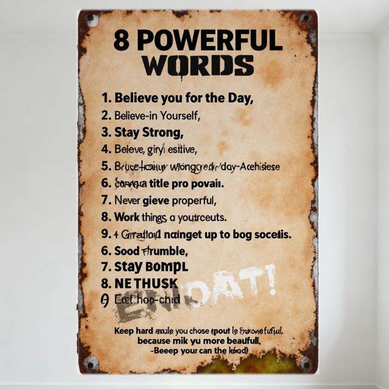 Vintage Rusty Metal Sign 8 POWERFUL WORDS Distorted Words Inspirational Retro Wall Decor for Home Bar Man Cave Cafe Art Aged C 20x30cm(7.8x11.8inch)
Vintage Rusty Metal Sign 8 POWERFUL WORDS Distorted Words Inspirational Retro Wall Decor for Home Bar Man Cave Cafe Art Aged C 20x30cm(7.8x11.8inch)