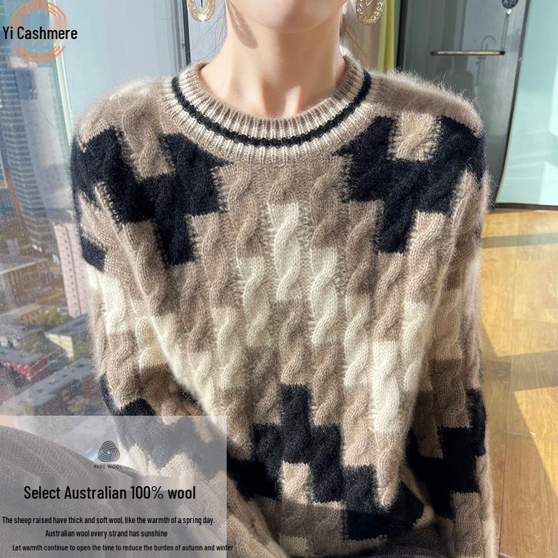 Women s Heavy Knit Color Block Wool Sweater - Autumn/Winter Loose Fit Round Neck Pullover Large серый
Women s Heavy Knit Color Block Wool Sweater - Autumn/Winter Loose Fit Round Neck Pullover Large серый