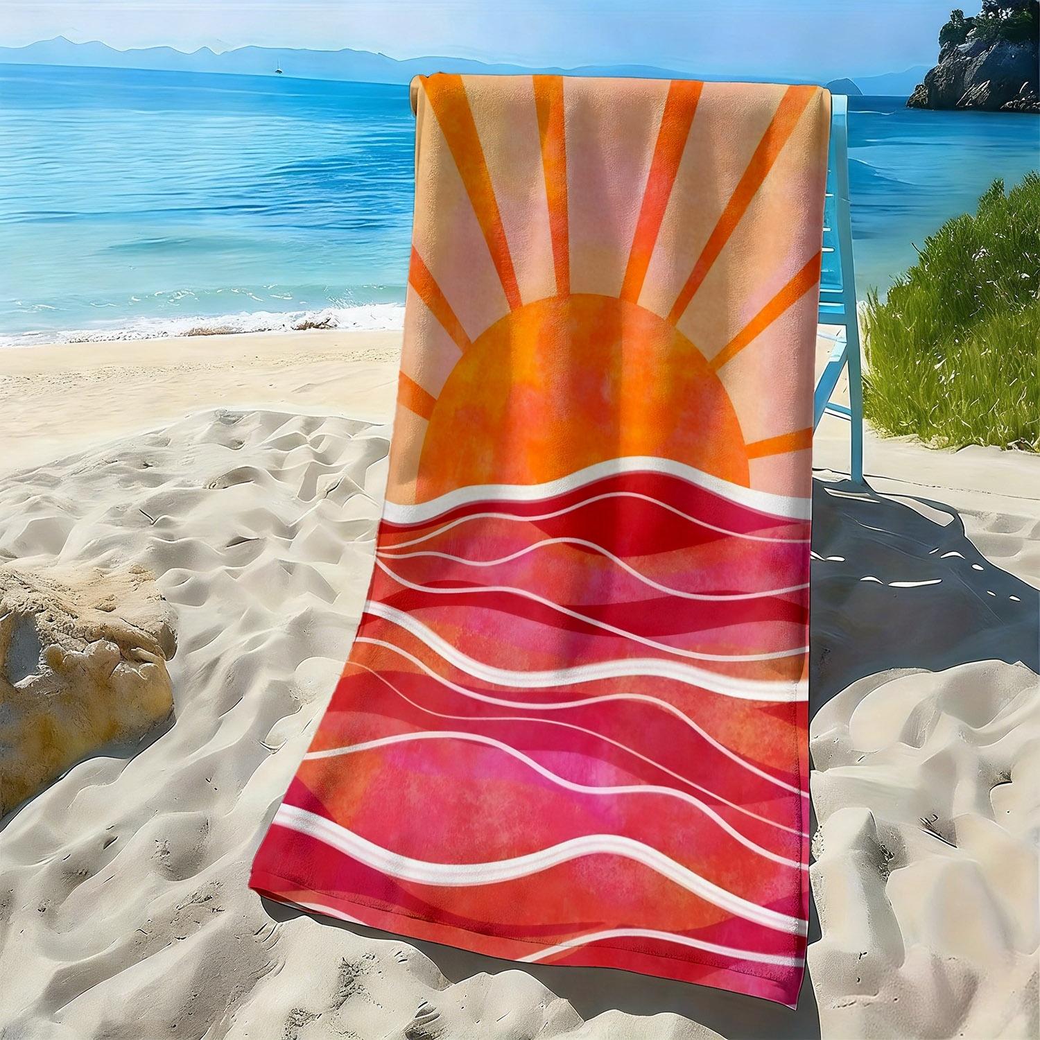 Sunset, waves, and sun pattern polyester microfiber beach towel is highly absorbent, suitable for swimming and beach outings W40*H60(CM)
Sunset, waves, and sun pattern polyester microfiber beach towel is highly absorbent, suitable for swimming and beach outings W40*H60(CM)
