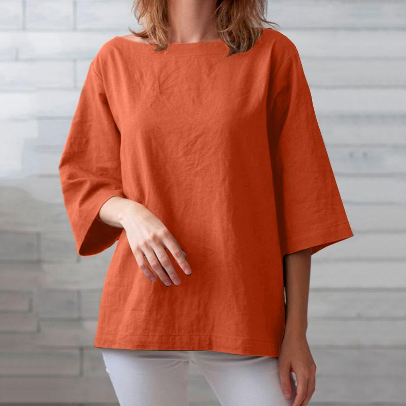 ZANZEA Женская повседневная хлопковая блузка с круглым вырезом и рукавами 3/4
ZANZEA Женская повседневная хлопковая блузка с круглым вырезом и рукавами 3/4