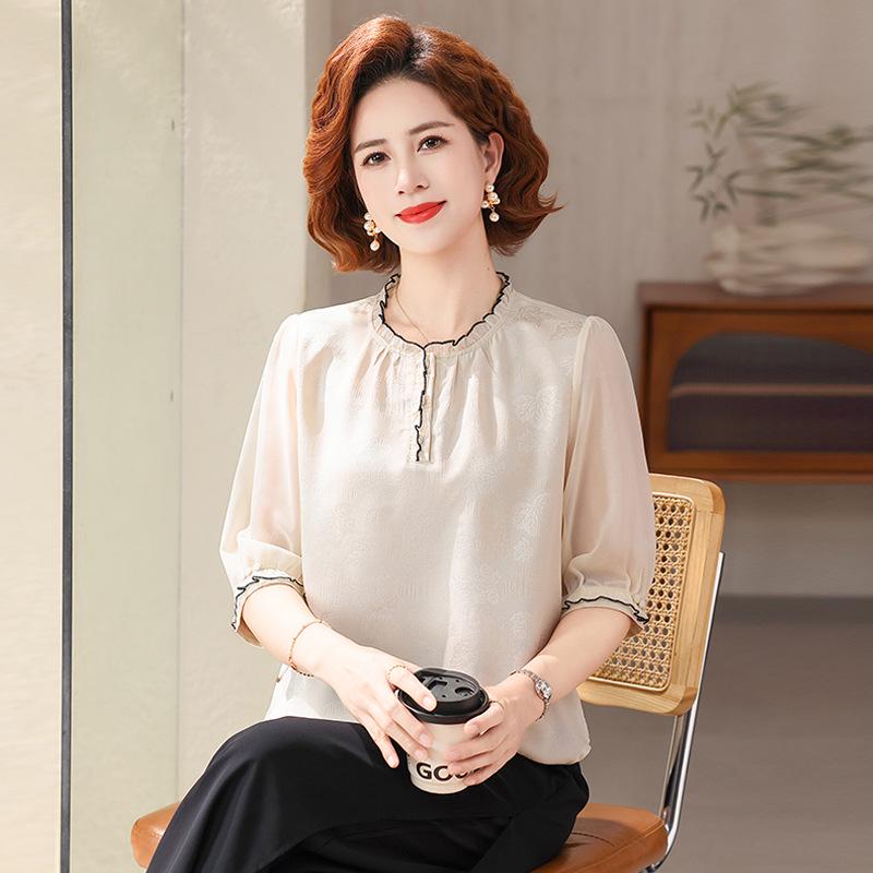Elegant Summer Chiffon Blouse for Mother s: 2026 New Style Three-Quarter Sleeve T-Shirt for Middle-Aged and Elderly Women 4XL (recommended 135-150 jin) слонова кістка
Elegant Summer Chiffon Blouse for Mother s: 2026 New Style Three-Quarter Sleeve T-Shirt for Middle-Aged and Elderly Women 4XL (recommended 135-150 jin) слонова кістка