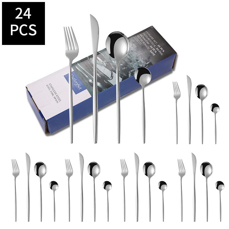 24pcs Gold Dinnerware Set Stainless Steel Steak Knife Fork Coffee Spoon Teaspoon Flatware Dishwasher Safe Kitchen Tablewar срібний
24pcs Gold Dinnerware Set Stainless Steel Steak Knife Fork Coffee Spoon Teaspoon Flatware Dishwasher Safe Kitchen Tablewar срібний