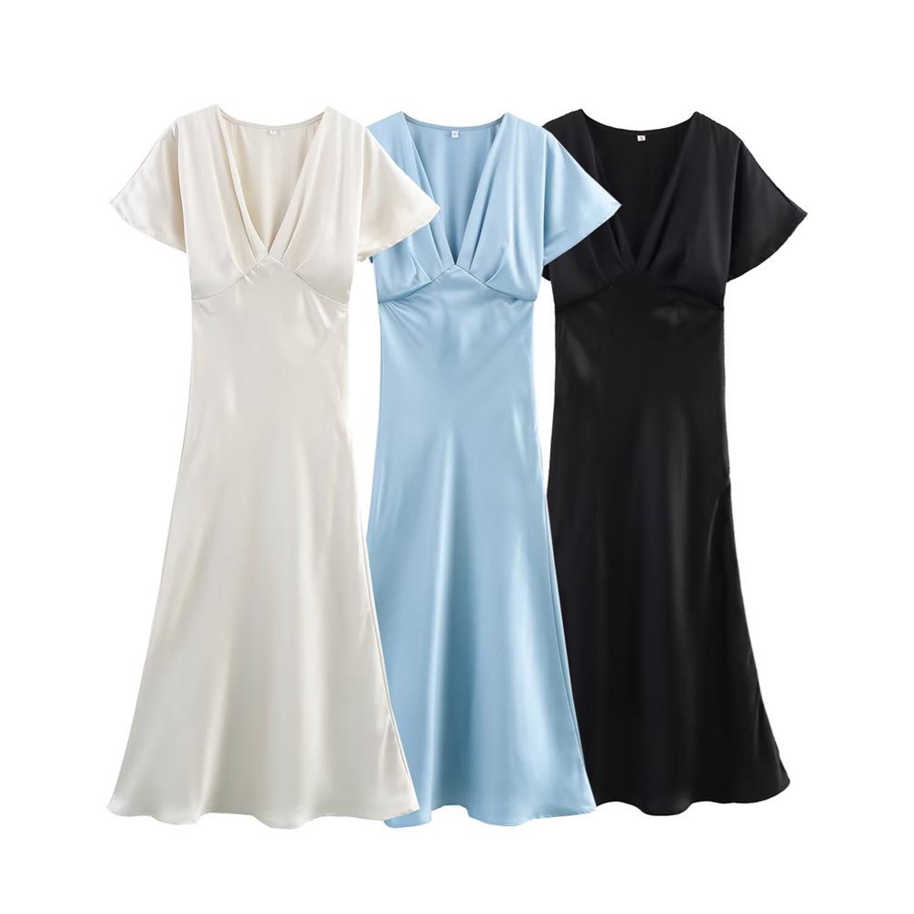 2025 Spring/Summer Women s V-neck Silk Satin Short-Sleeve Long Dress, Versatile and Elegant. Extra small
2025 Spring/Summer Women s V-neck Silk Satin Short-Sleeve Long Dress, Versatile and Elegant. Extra small