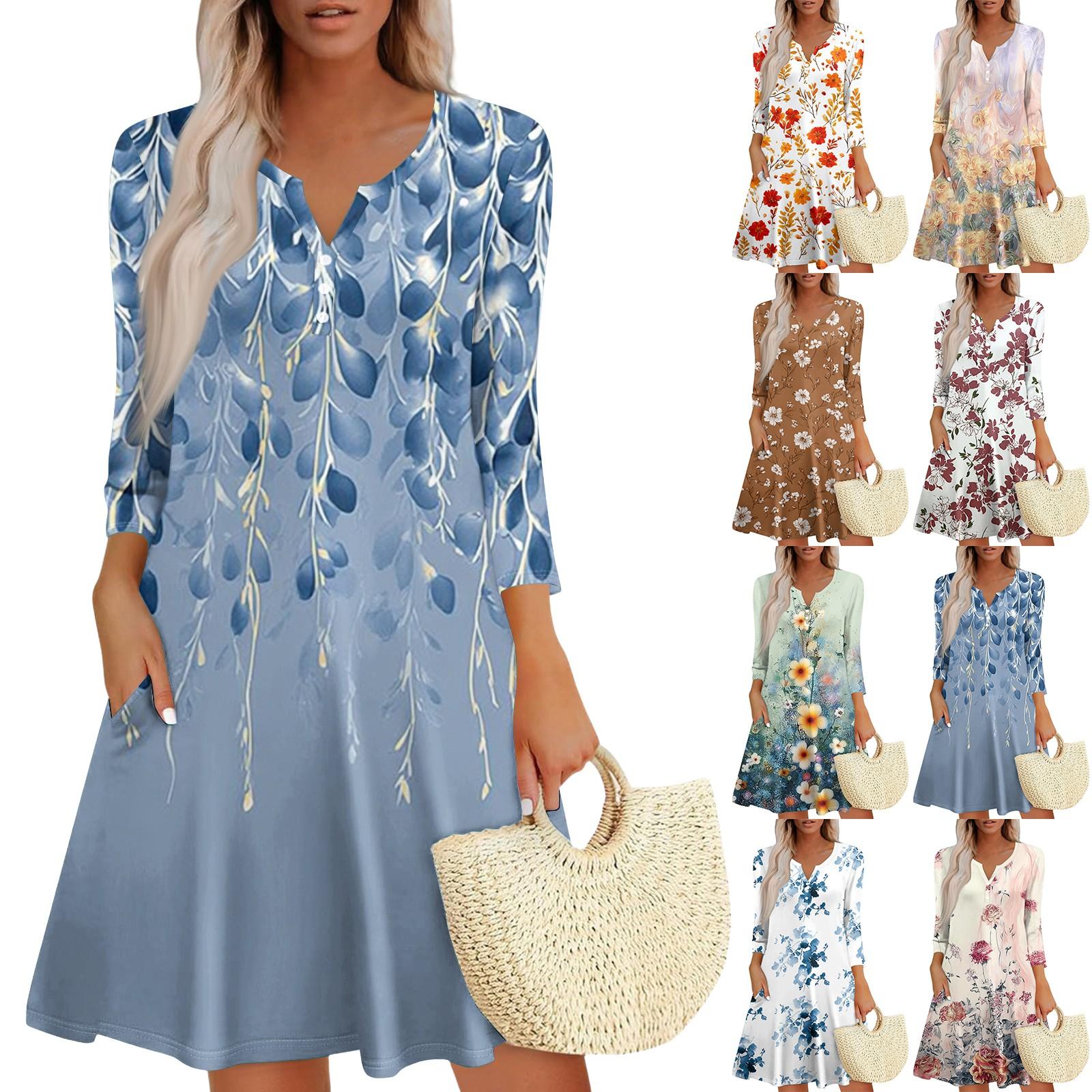 Женское модное платье с V-образным вырезом, пуговицами, рукавами длиной семь восьмых, карманом и цветочным принтом L
Женское модное платье с V-образным вырезом, пуговицами, рукавами длиной семь восьмых, карманом и цветочным принтом L