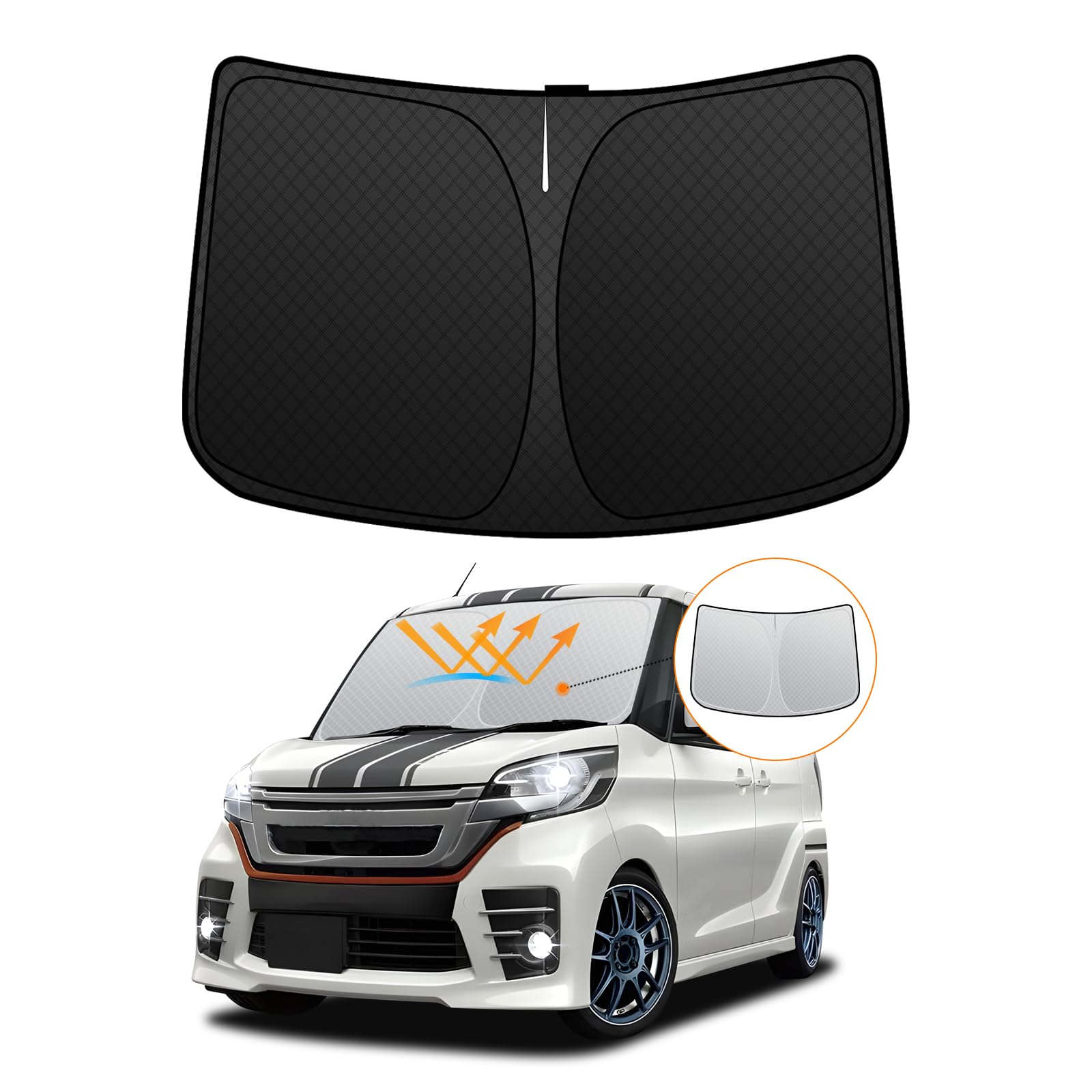 Windshield Sunshade for Toyota Roox B21 Series UV No Suction Cups Light Blocking and Summer UV Easy Installation and Interior Includes Storage Bag чёрный
Windshield Sunshade for Toyota Roox B21 Series UV No Suction Cups Light Blocking and Summer UV Easy Installation and Interior Includes Storage Bag чёрный