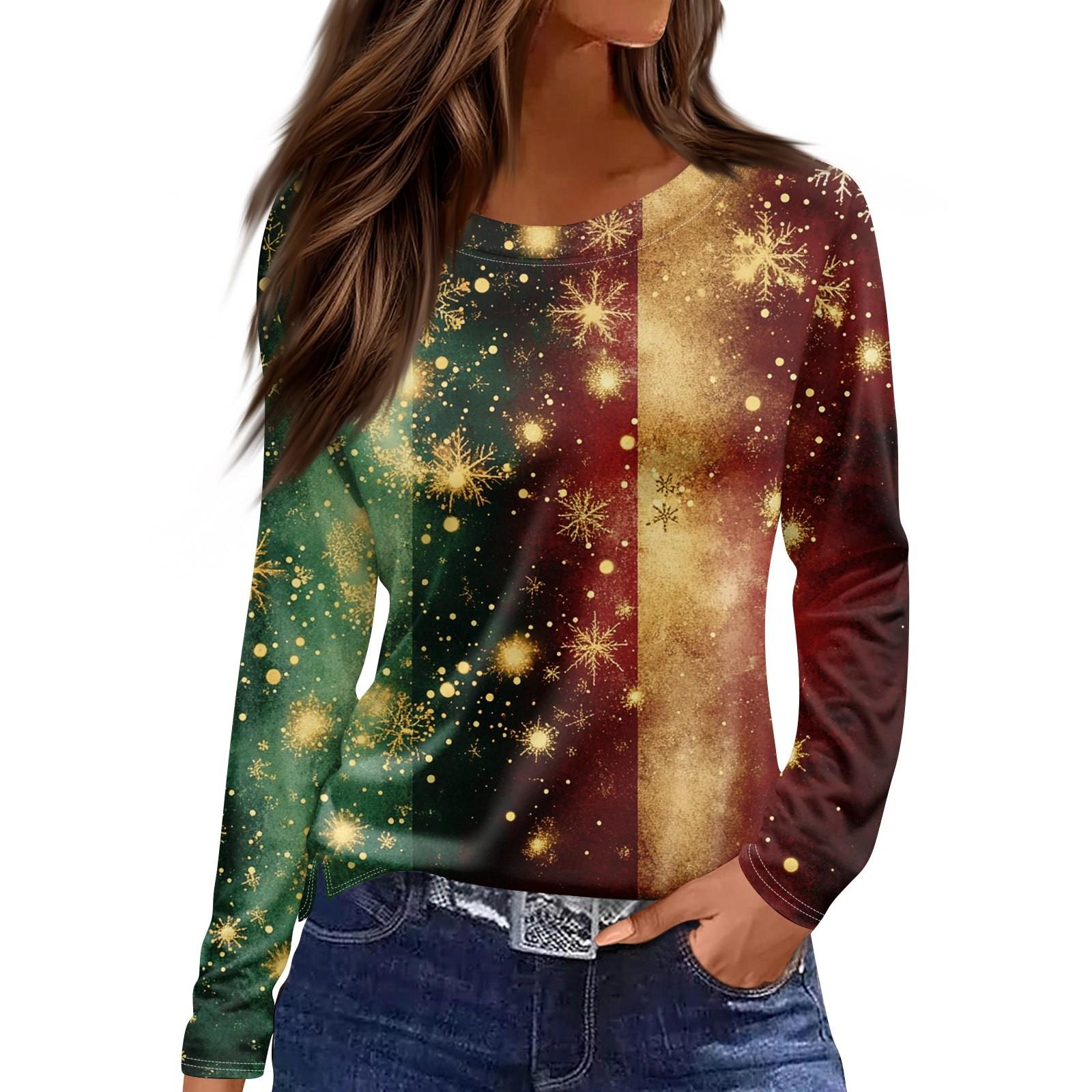 Женская модная повседневная футболка с разрезом и круглым вырезом, длинным рукавом, с рождественским принтом XL золотой
Женская модная повседневная футболка с разрезом и круглым вырезом, длинным рукавом, с рождественским принтом XL золотой