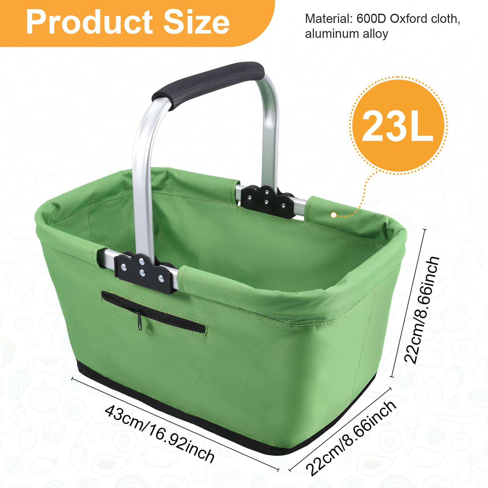 23L Foldable Outdoor Picnic Storage baskets Oxford Cloth Shopping basket Fruit Toy basket with Aluminum Alloy Handle Pockets
23L Foldable Outdoor Picnic Storage baskets Oxford Cloth Shopping basket Fruit Toy basket with Aluminum Alloy Handle Pockets