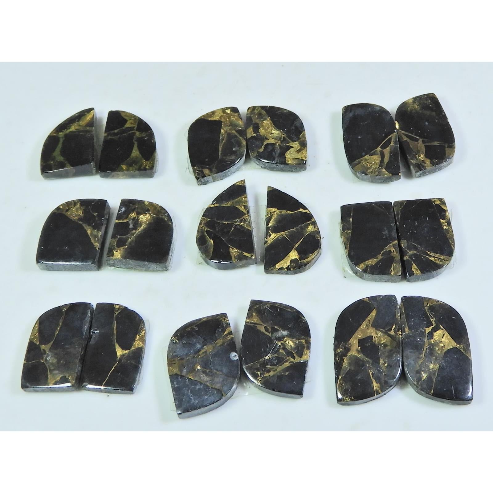 105Cts. Natural Black Copper Tourquise Fancy Cabochon Matched Pair 9Pair Lot A-145
105Cts. Natural Black Copper Tourquise Fancy Cabochon Matched Pair 9Pair Lot A-145