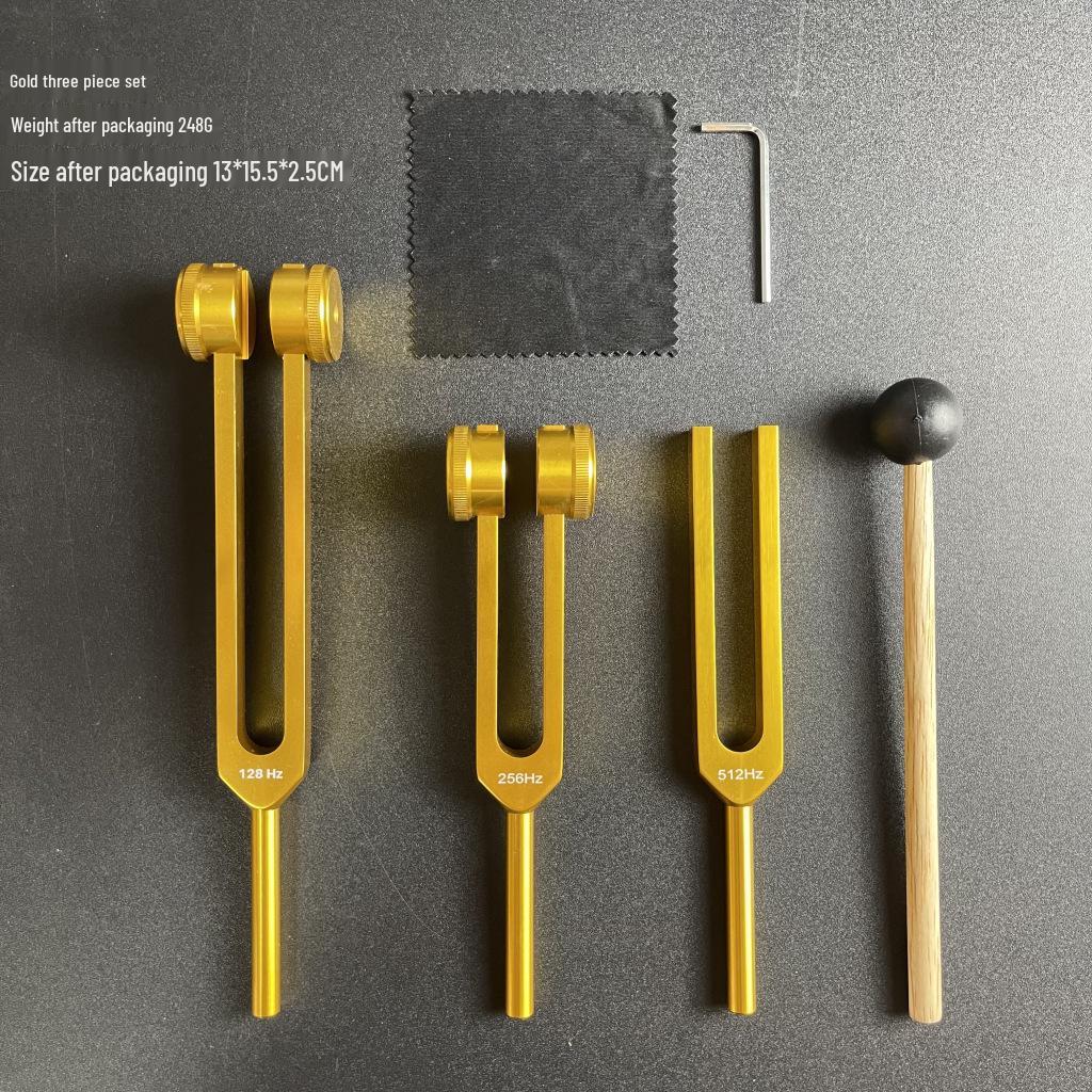 Three-Piece Tuning Fork Set: 128Hz, 256Hz, 512Hz - Includes Resonance Tuning and Ear Picking Tools.
Three-Piece Tuning Fork Set: 128Hz, 256Hz, 512Hz - Includes Resonance Tuning and Ear Picking Tools.