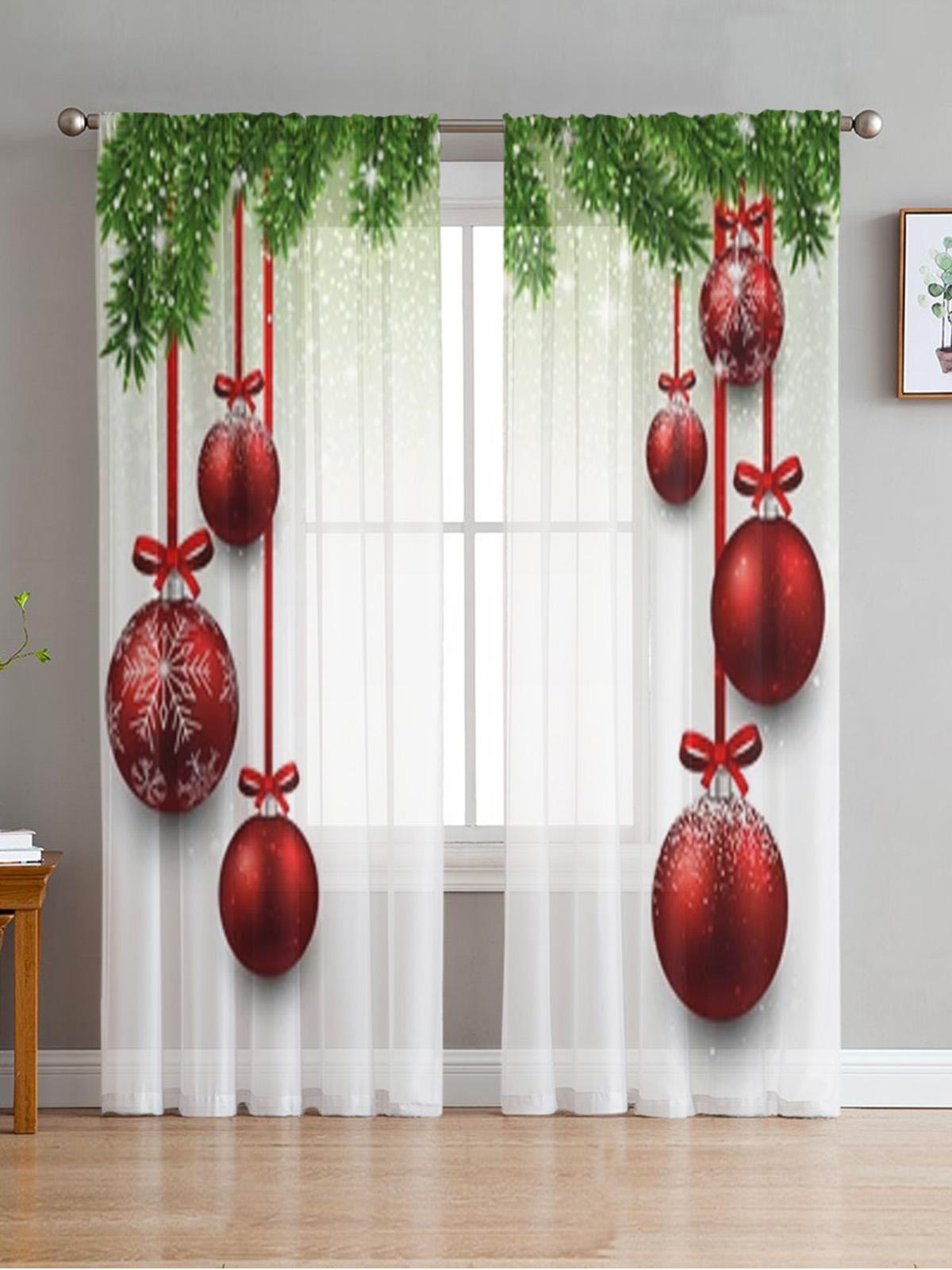 Рождественский еловый шар, оконные тюлевые шторы для гостиной, кухни, Рождественский домашний декор, прозрачные шторы из вуали 135W x 137H(cm)x2
Рождественский еловый шар, оконные тюлевые шторы для гостиной, кухни, Рождественский домашний декор, прозрачные шторы из вуали 135W x 137H(cm)x2