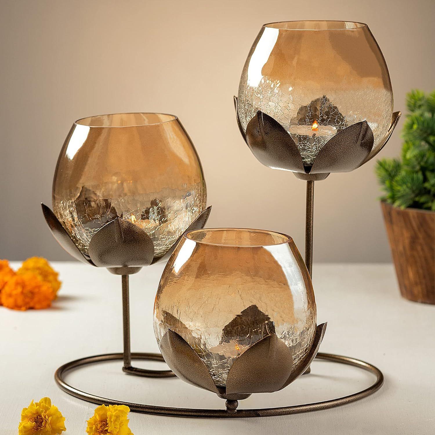 Lotus Candle Holder with 3 Glass | Dining Table Decorative Items | House Warming Gifts for New Home | Decorations Items for Home (Antique)
Lotus Candle Holder with 3 Glass | Dining Table Decorative Items | House Warming Gifts for New Home | Decorations Items for Home (Antique)