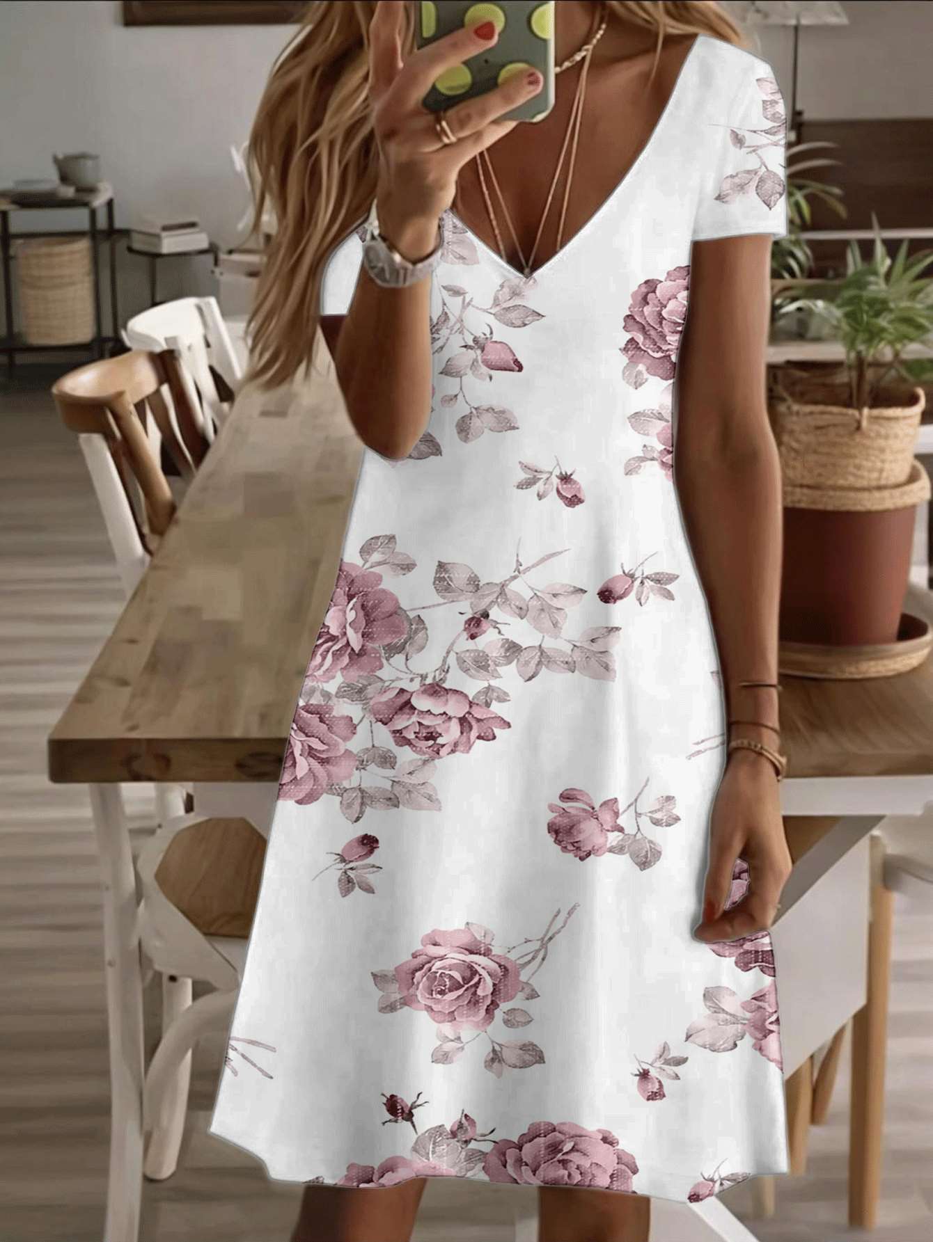 Vneck shortsleeve midi dress rose floral print pattern 3D highquality print longlasting casual fashion elegant summer outfit breathable soft fabric fo 3XL дубильна кора
Vneck shortsleeve midi dress rose floral print pattern 3D highquality print longlasting casual fashion elegant summer outfit breathable soft fabric fo 3XL дубильна кора