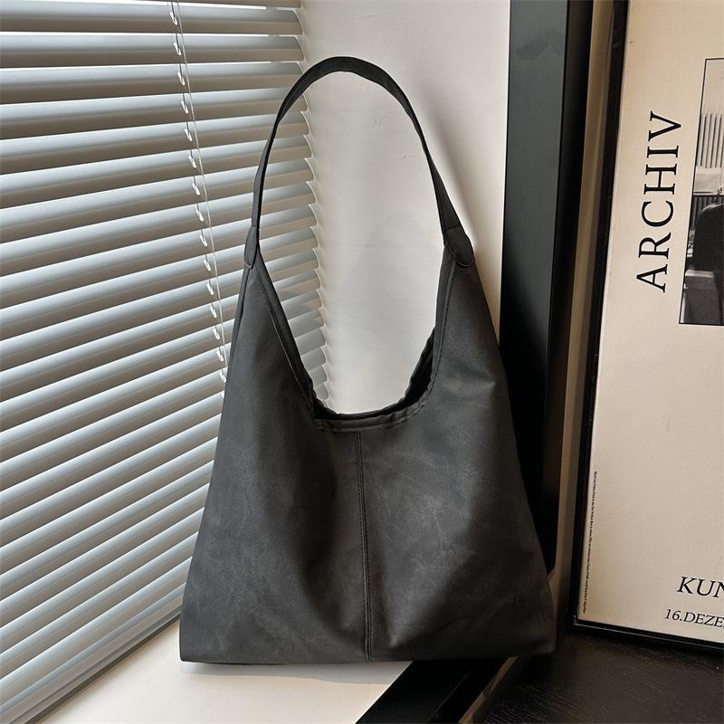 Премиальный сенс большая вместимость сумка-тоут лето новая мода однотонный повседневный универсальный портативный плечевой подмышечный мешок чёрный