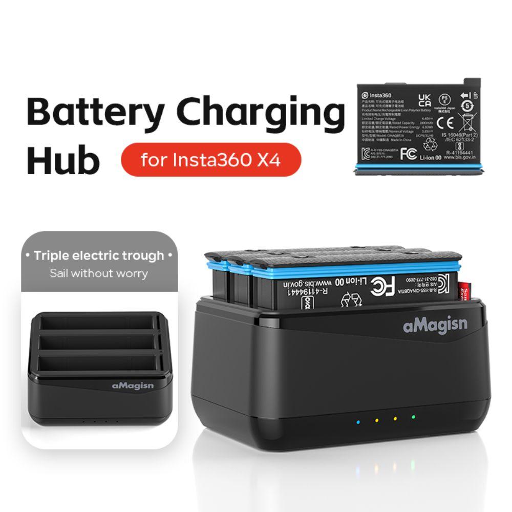 3 Charging Slots Battery Charger Charging Stand Charge Hub Battery Charging Box for Insta360 X4
3 Charging Slots Battery Charger Charging Stand Charge Hub Battery Charging Box for Insta360 X4