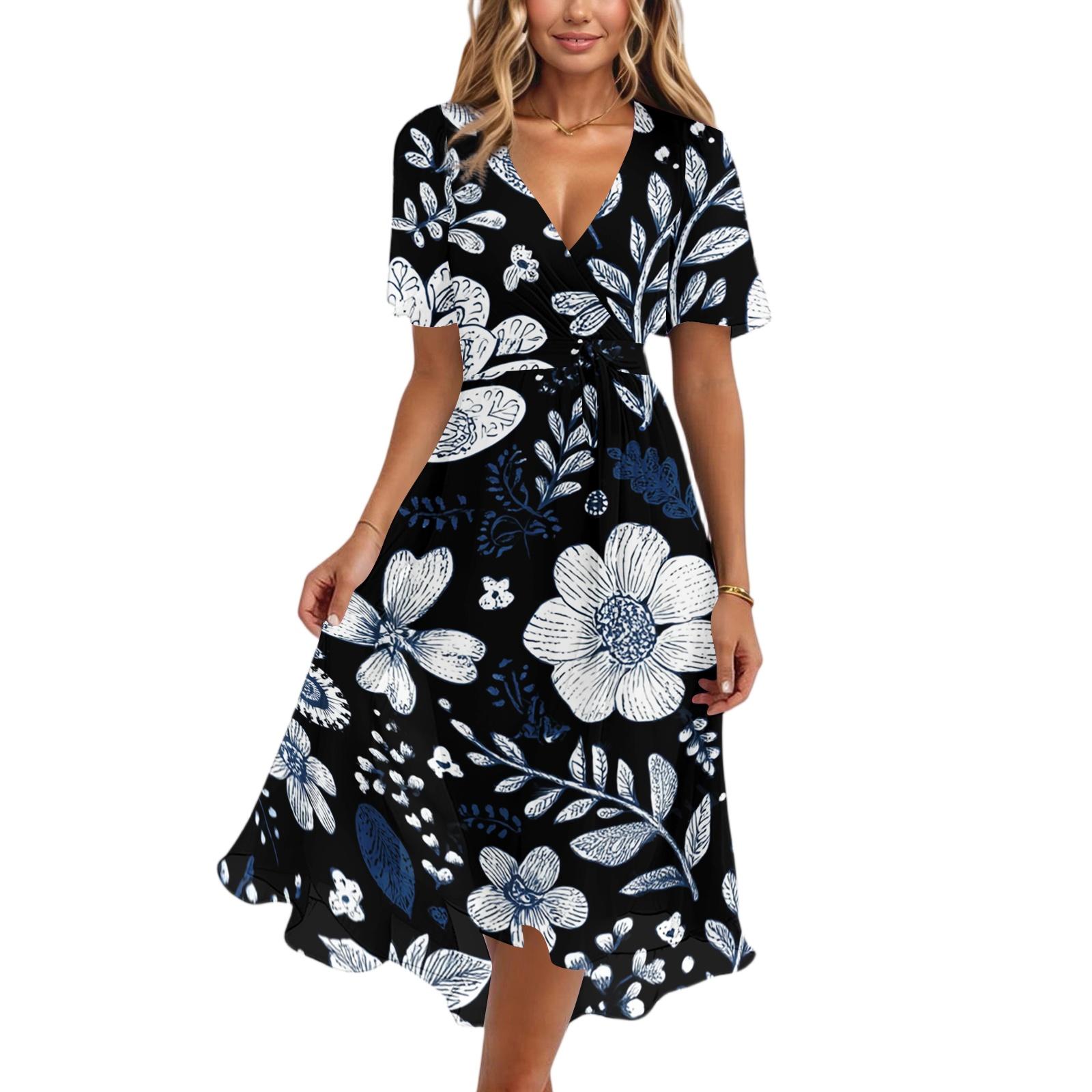Women s Casual V Neck Short Sleeve Floral Print Midi Dress Wrap Style Lightweight Summer Dress with Tie Waist XL
Women s Casual V Neck Short Sleeve Floral Print Midi Dress Wrap Style Lightweight Summer Dress with Tie Waist XL