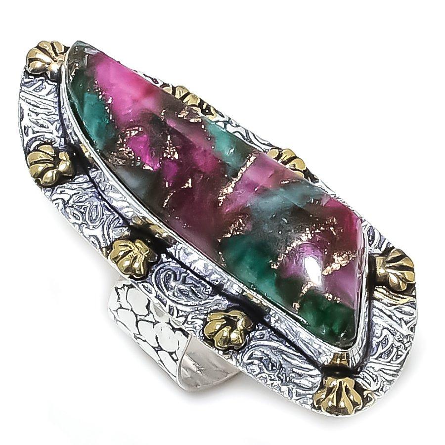 Натуральный медный драгоценный камень зосайт из стерлингового серебра 925 пробы, двухцветное кольцо, размер 9 m1h97 
Натуральный медный драгоценный камень зосайт из стерлингового серебра 925 пробы, двухцветное кольцо, размер 9 m1h97