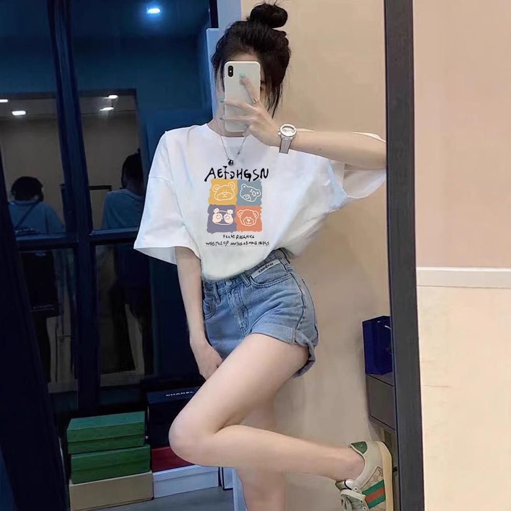 2025 Women’s Korean Style Loose Fit White Cartoon Print Round Neck Half-Sleeve Pure Cotton T-Shirt S
2025 Women’s Korean Style Loose Fit White Cartoon Print Round Neck Half-Sleeve Pure Cotton T-Shirt S