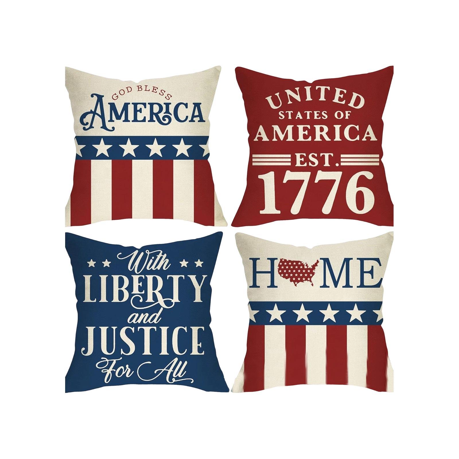 Set of 4 Decorative Square Throw Pillow Covers with American Themed Gnome and Letter Patterns for Sofa Bed Couch Home Decor One Size
Set of 4 Decorative Square Throw Pillow Covers with American Themed Gnome and Letter Patterns for Sofa Bed Couch Home Decor One Size