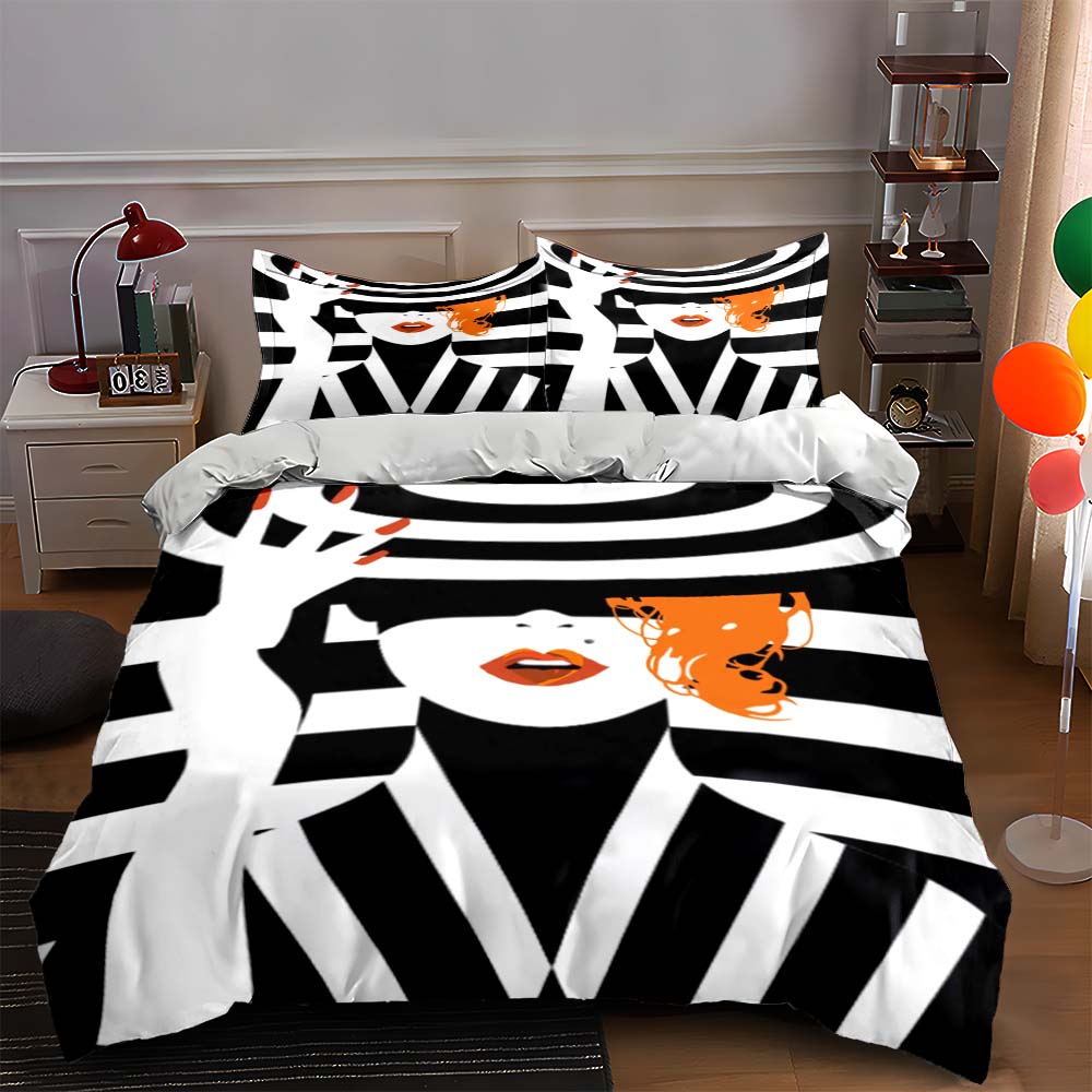 Striped woman illustration. Bedding Duvet cover sets Duvet covers Pillowcases gifts (1 * Duvet Cover 2 * Pillowcases, without duvet insert) 135x200cm
Striped woman illustration. Bedding Duvet cover sets Duvet covers Pillowcases gifts (1 * Duvet Cover 2 * Pillowcases, without duvet insert) 135x200cm
