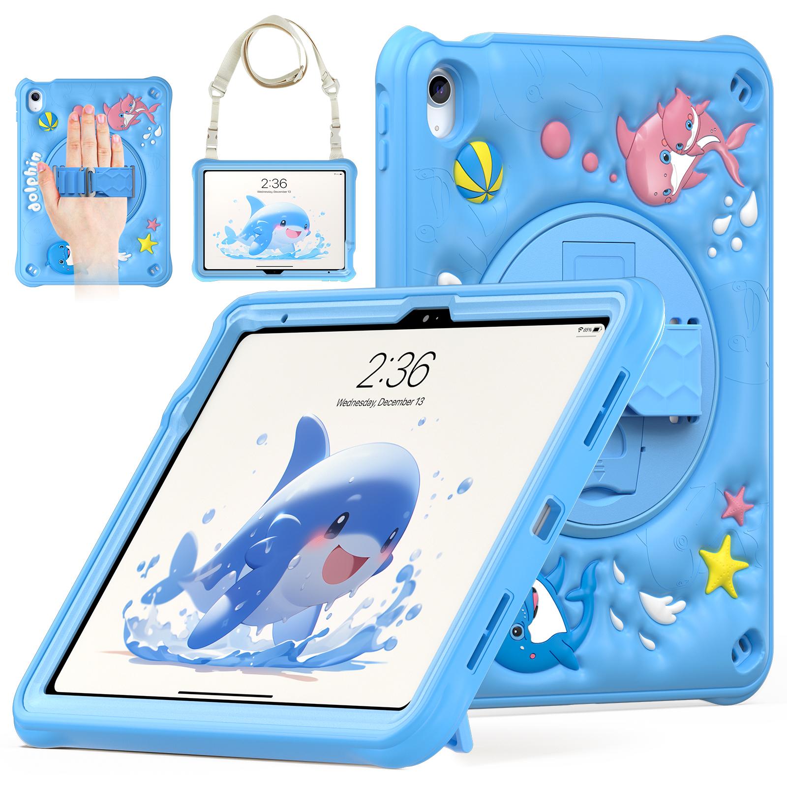 For iPad (2025)/10.9 (2022) Case with Shoulder Strap Kickstand PC+Silicone+TPU Cute Dolphin Cover A
For iPad (2025)/10.9 (2022) Case with Shoulder Strap Kickstand PC+Silicone+TPU Cute Dolphin Cover A