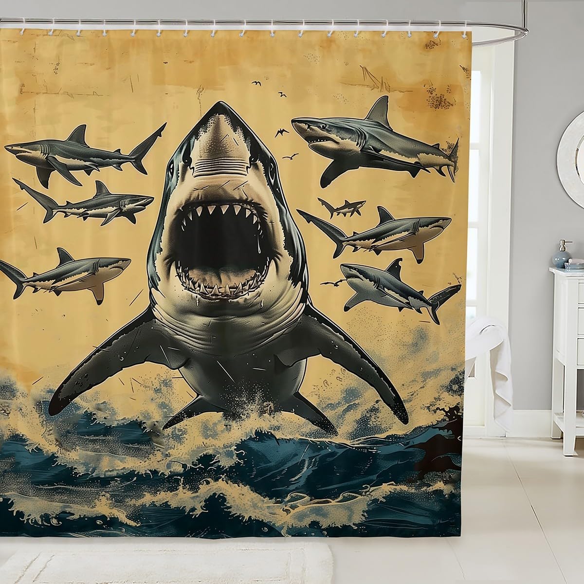 Cartoon Funny Animal Bath Curtain Brave Cat Riding Shark Shower Curtain Kids Boys Girls Ocean Wave Japanese Style Decor Whale 90x180cm
Cartoon Funny Animal Bath Curtain Brave Cat Riding Shark Shower Curtain Kids Boys Girls Ocean Wave Japanese Style Decor Whale 90x180cm