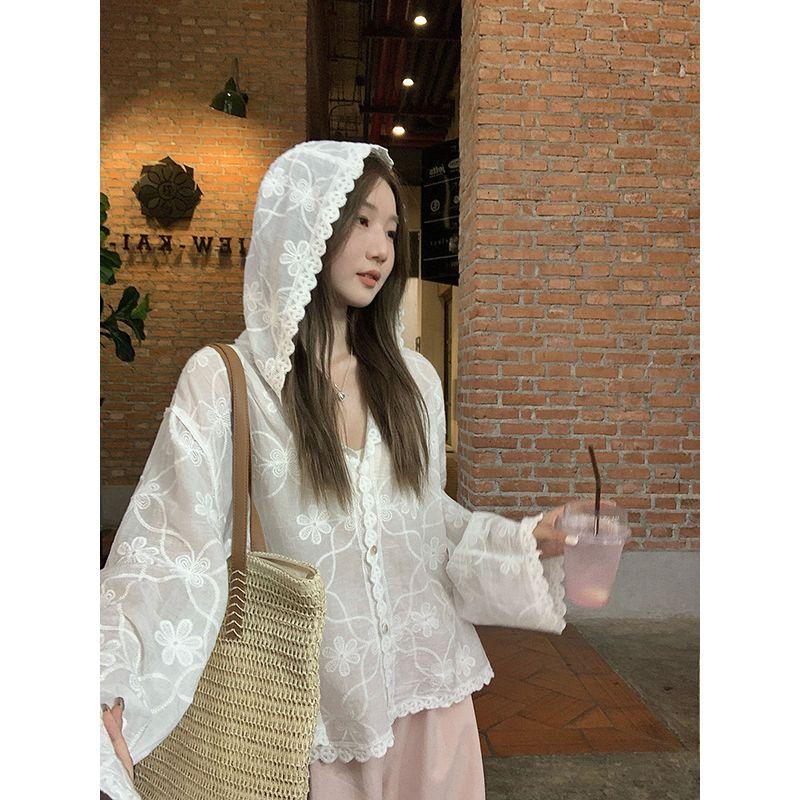 Wu 77 Korean Style White Crochet Embroidery Hooded Shirt Women s 2025 Summer Casual Versatile Loose Long Sleeves Cardigan Top White One size
Wu 77 Korean Style White Crochet Embroidery Hooded Shirt Women s 2025 Summer Casual Versatile Loose Long Sleeves Cardigan Top White One size