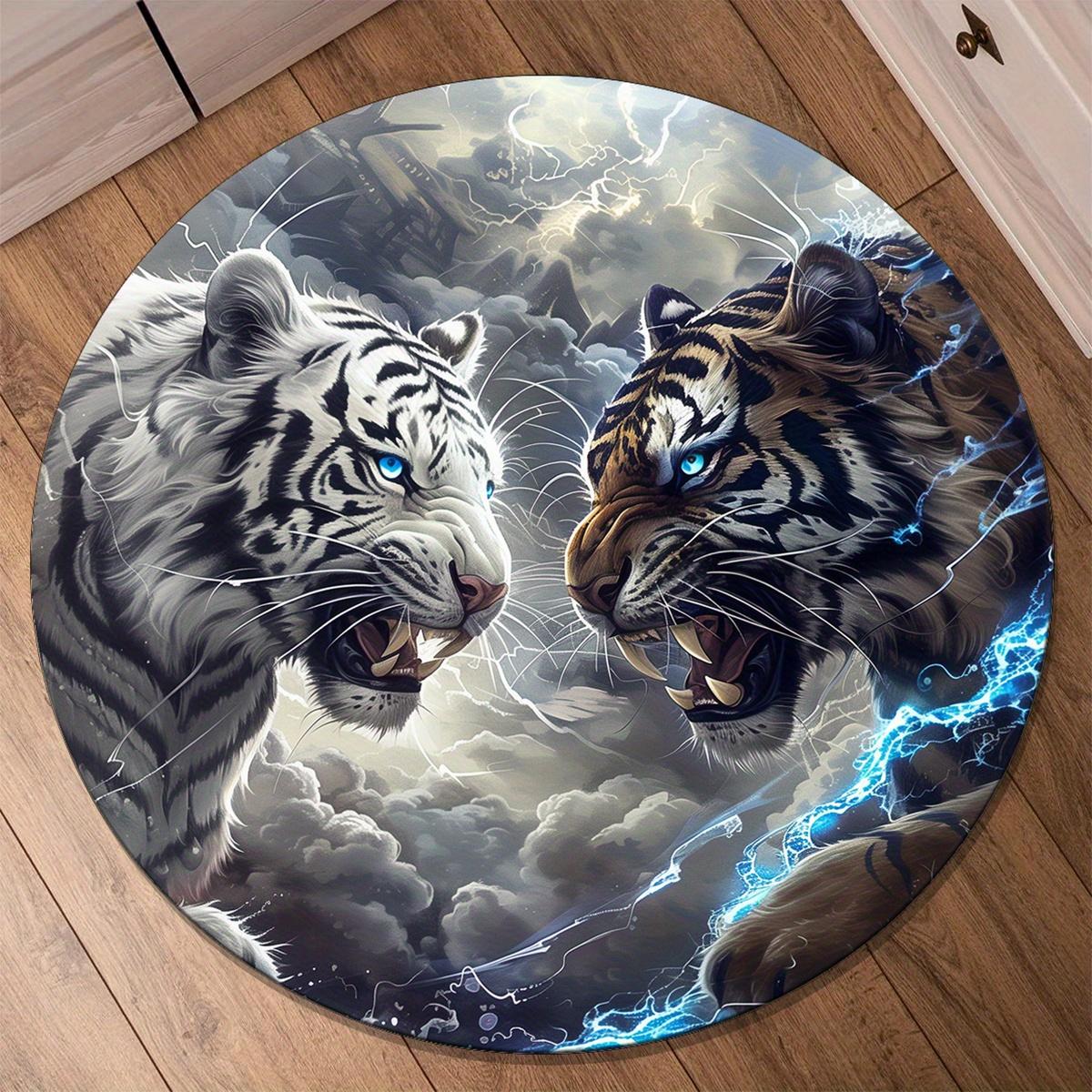 1pc Festive Black and White Tiger Print Round Area Rug - Perfect for Living Room, Bedroom or Den - Crystal Velvet 100x100cm
1pc Festive Black and White Tiger Print Round Area Rug - Perfect for Living Room, Bedroom or Den - Crystal Velvet 100x100cm