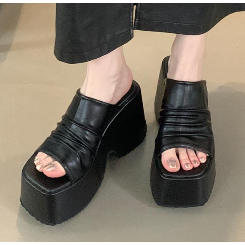 Black Solid Platform Wedges Women Slippers Open Toe Thick Bottom High Heels Party Slide Shoes Summer Sandals 34
Black Solid Platform Wedges Women Slippers Open Toe Thick Bottom High Heels Party Slide Shoes Summer Sandals 34