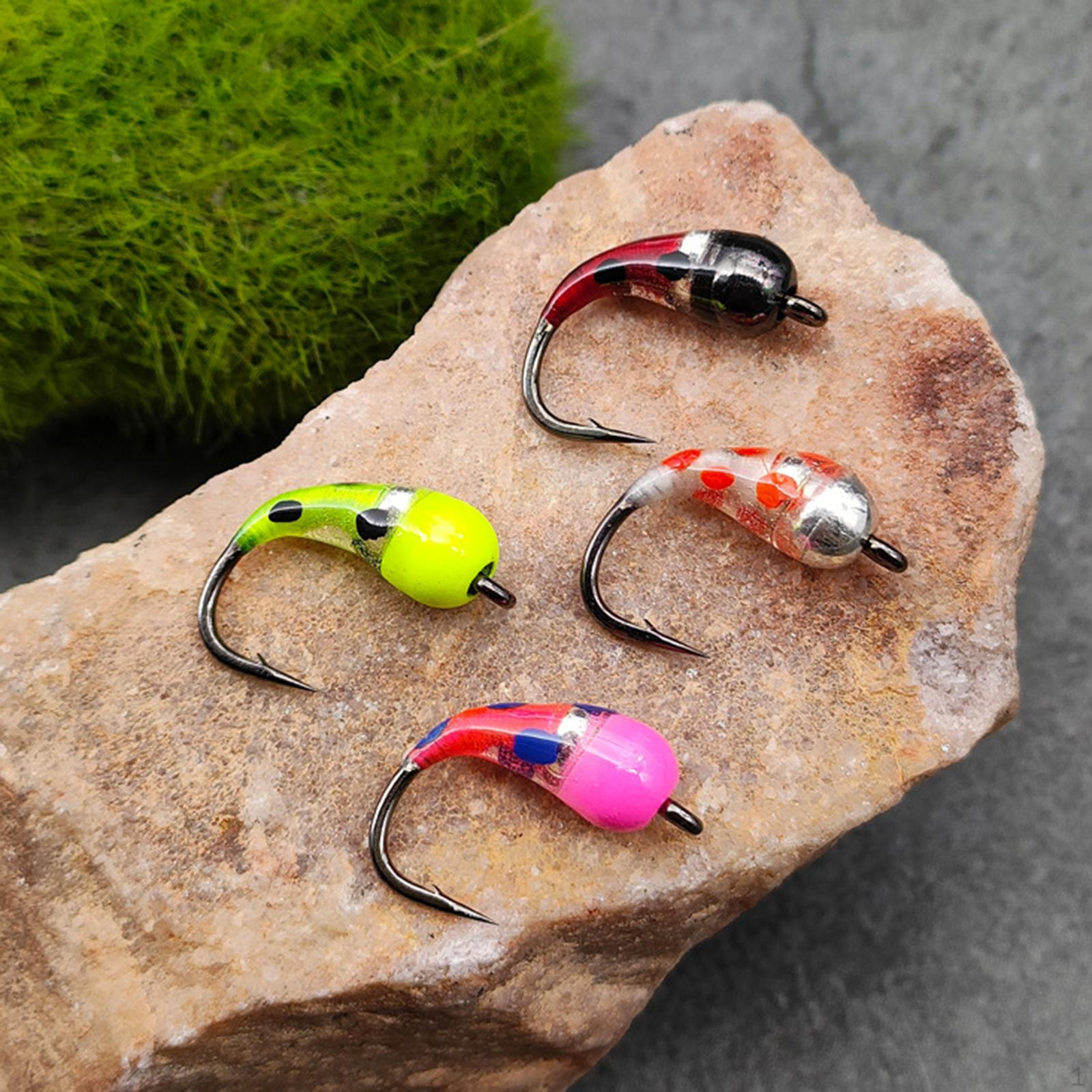 4x Нимфы для подледной рыбалки Тонущие мушки Портативные Легкие с Коробкой для хранения крючков для