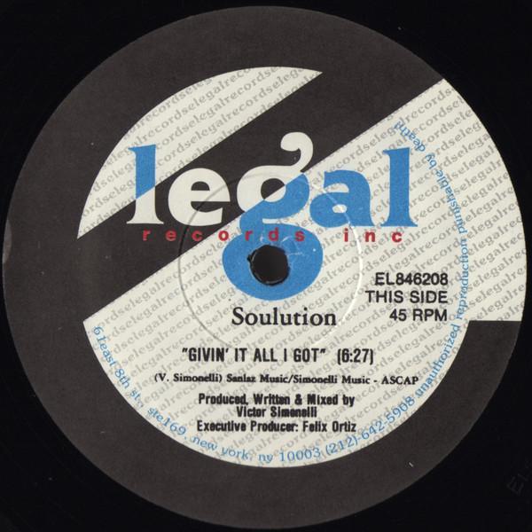 12inch Record SOLUTION - Givin It All I Got EL846208 E Legal 1992 US Dance & Electronica Used
12inch Record SOLUTION - Givin It All I Got EL846208 E Legal 1992 US Dance & Electronica Used