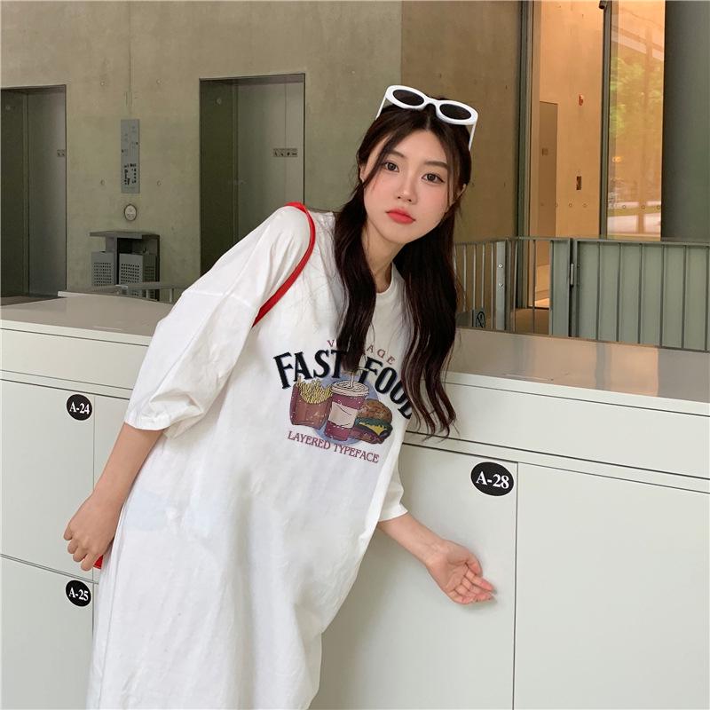 Korean Style Cotton Summer Mid-Length Slit Dress with Loose Letter Print for Women One Size белый
Korean Style Cotton Summer Mid-Length Slit Dress with Loose Letter Print for Women One Size белый
