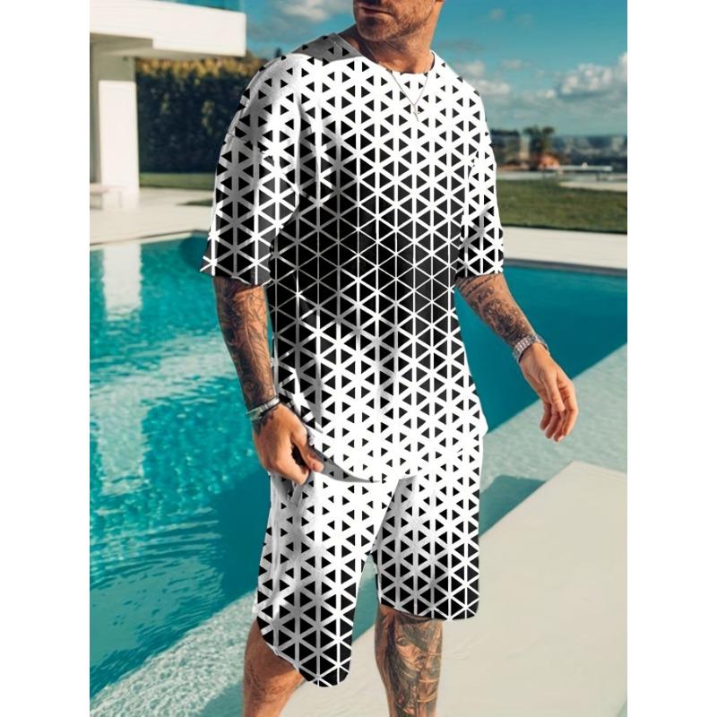 Plus size men s casual fashion complex geometric pattern printed comfortable round neck short-sleeved T-shirt and shorts set 4XL
Plus size men s casual fashion complex geometric pattern printed comfortable round neck short-sleeved T-shirt and shorts set 4XL