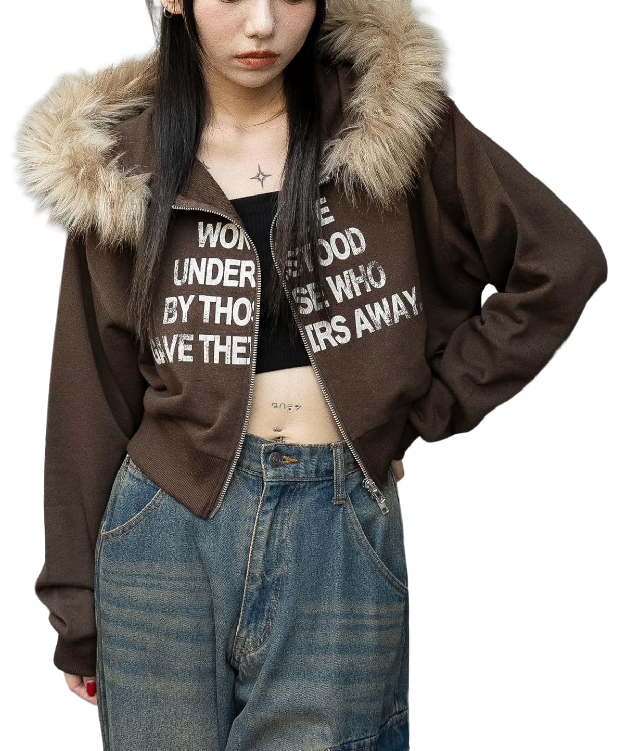WEGO Fur Hooded Short Zip Brown Women s Hoodie,
WEGO Fur Hooded Short Zip Brown Women s Hoodie,