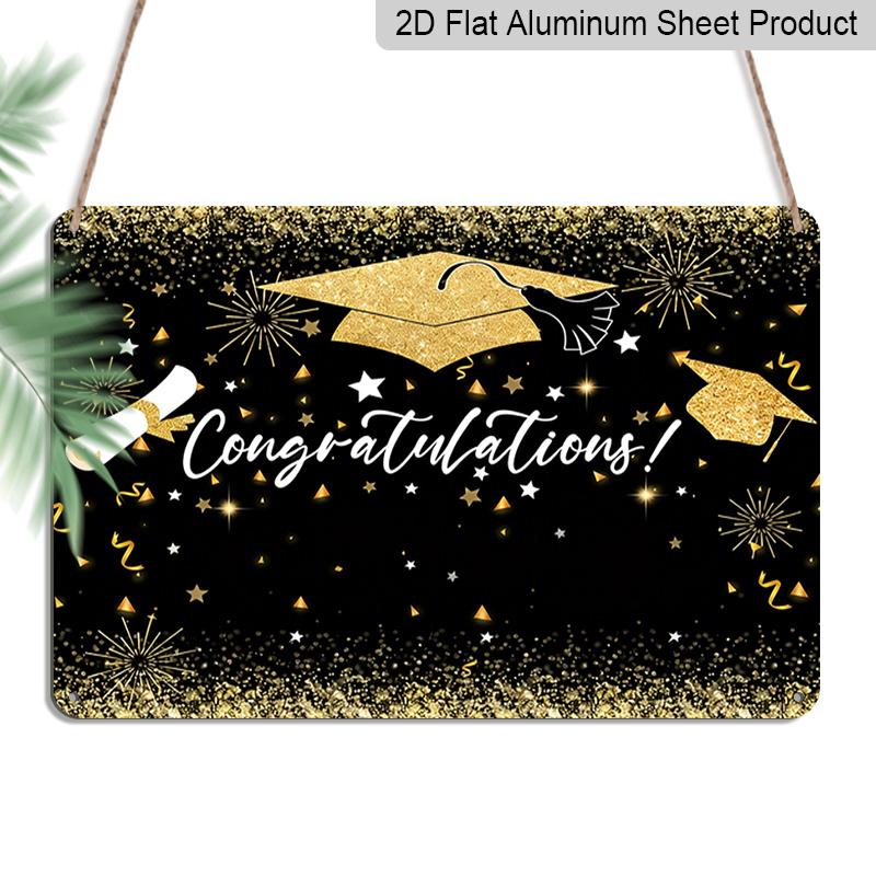 2D Flat, 1pc Congratulations Graduation Aluminium Sign 8x12 Inch - Gold Glitter Grad Cap & Scroll Design, Black Gold Themed Metal Wall Decor 20*30cm
2D Flat, 1pc Congratulations Graduation Aluminium Sign 8x12 Inch - Gold Glitter Grad Cap & Scroll Design, Black Gold Themed Metal Wall Decor 20*30cm