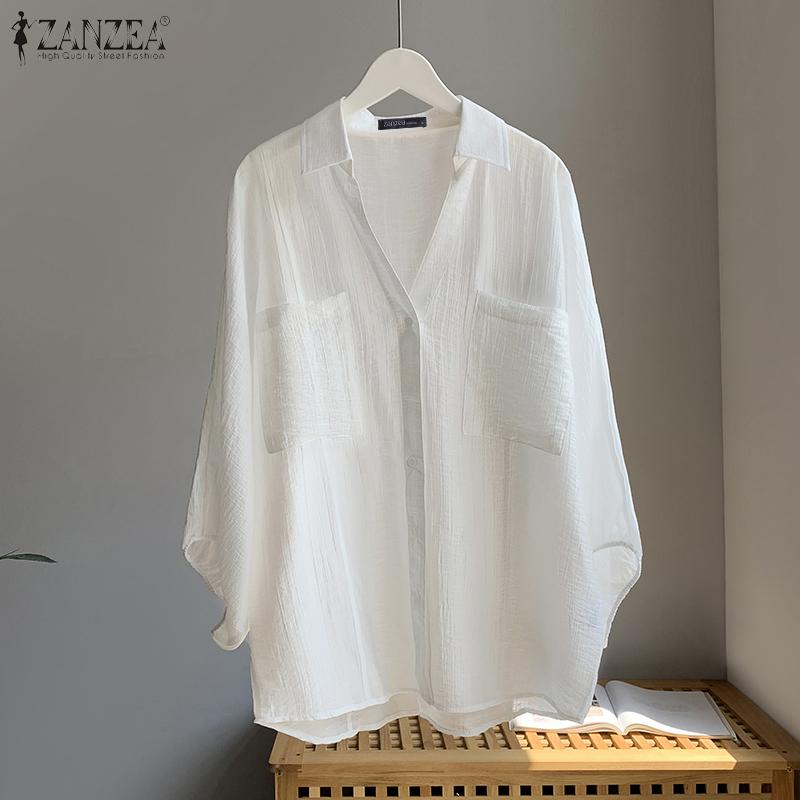 ZANZEA Летний повседневный откидной воротник 3/4 рукава Летняя блузка
ZANZEA Летний повседневный откидной воротник 3/4 рукава Летняя блузка