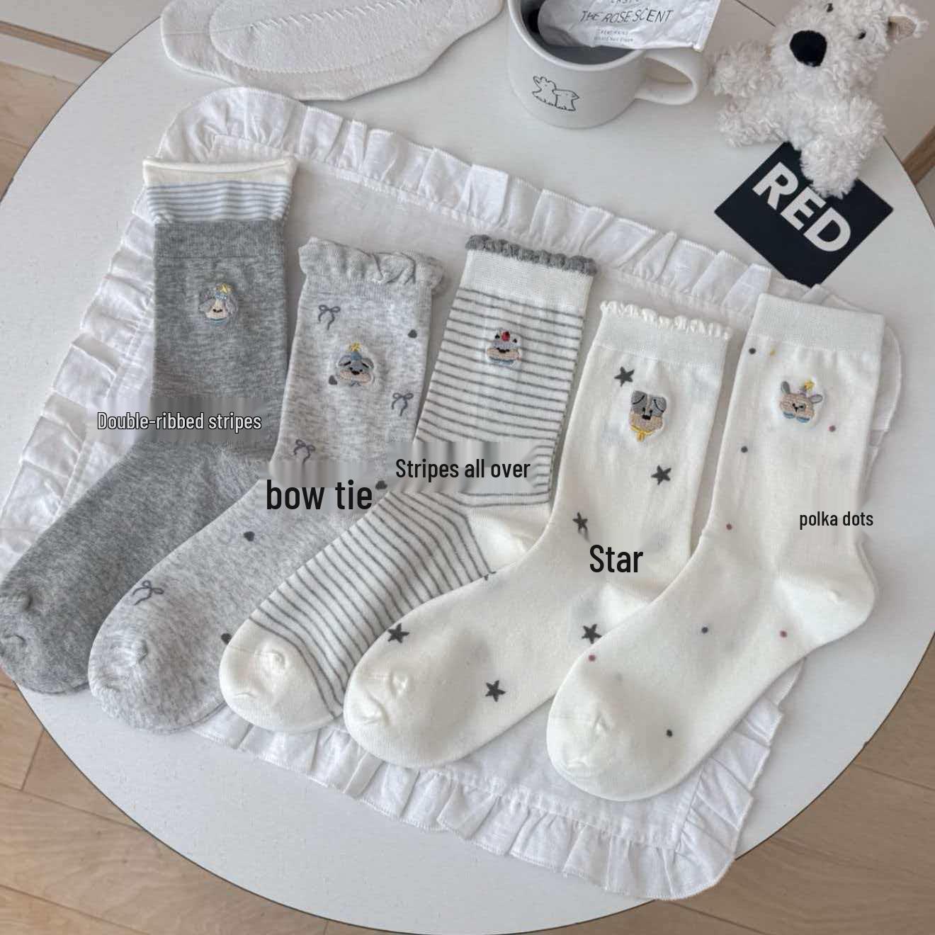 Spring Style White and Gray Women s Cotton Socks with Cartoon Puppy Embroidery, Mid-Calf Slouch Design, Korean-Inspired. Polka Dot
Spring Style White and Gray Women s Cotton Socks with Cartoon Puppy Embroidery, Mid-Calf Slouch Design, Korean-Inspired. Polka Dot