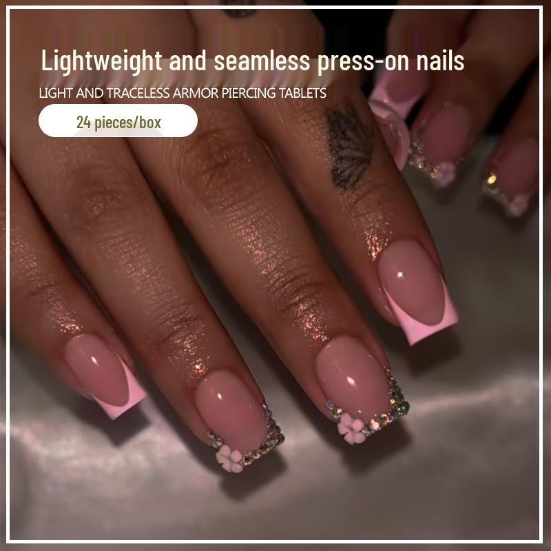 European & American Rhinestone Flower False Nails - Removable Nail Art Pieces, 24-Count Set Gel Glue Version
European & American Rhinestone Flower False Nails - Removable Nail Art Pieces, 24-Count Set Gel Glue Version