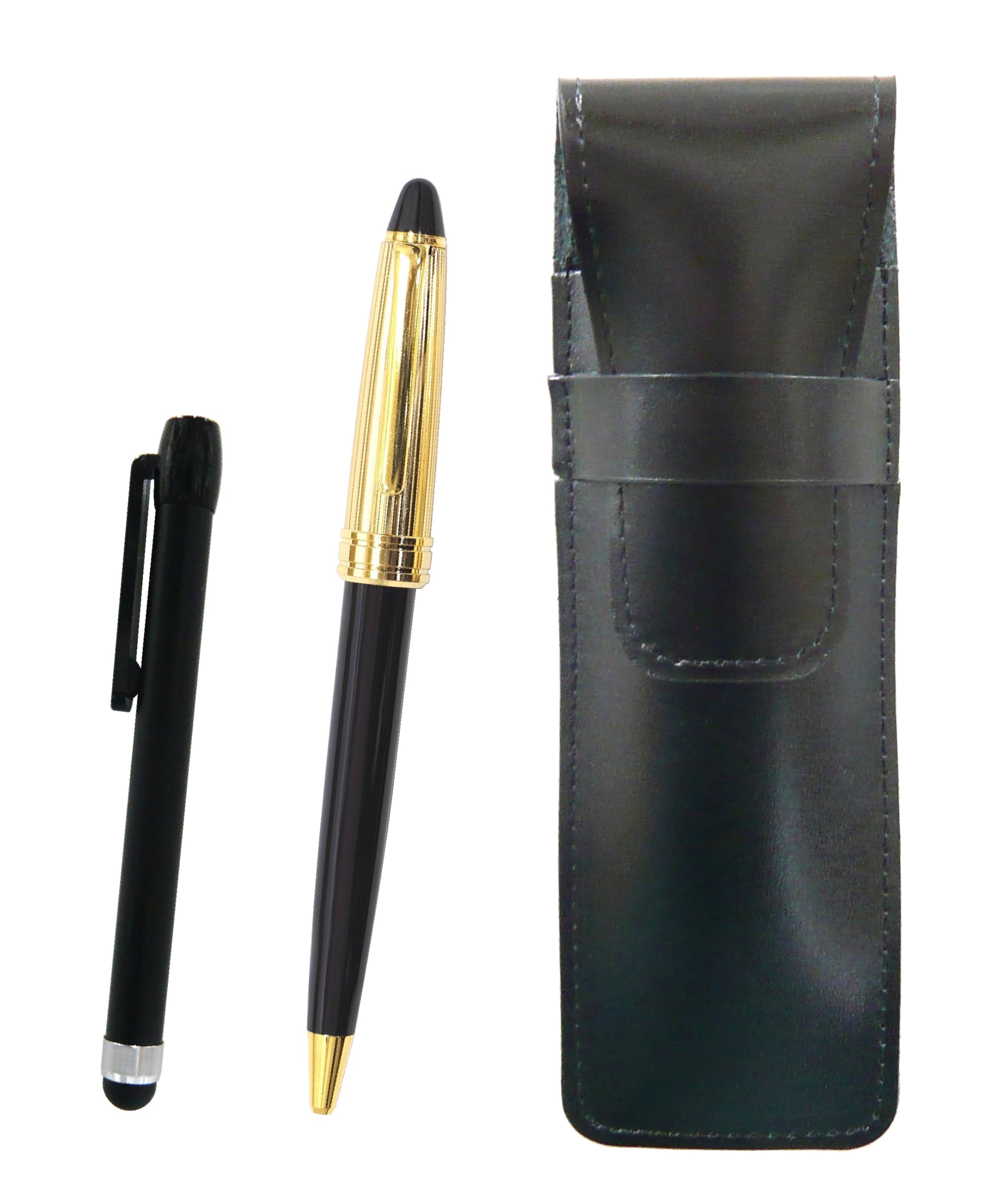 Slim cowhide pencil case metal touch stick black and Neo gold retro ballpoint pen set black black, D-800 processing, ASB-ALB-800B-B
Slim cowhide pencil case metal touch stick black and Neo gold retro ballpoint pen set black black, D-800 processing, ASB-ALB-800B-B
