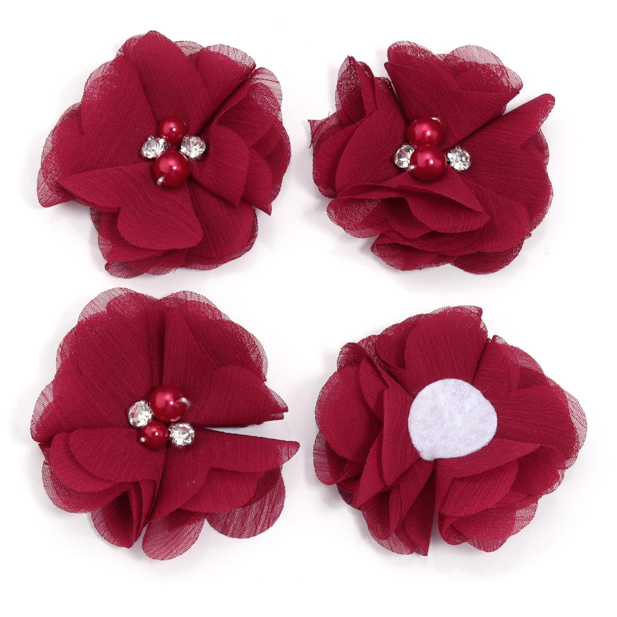 4pcs Chiffon Fabric Flower 6cm Imitation Pearl Rhinestone Artificial Flowers For Home Wedding Party DIY Clothing Headwear Decor вина червоного кольору
4pcs Chiffon Fabric Flower 6cm Imitation Pearl Rhinestone Artificial Flowers For Home Wedding Party DIY Clothing Headwear Decor вина червоного кольору