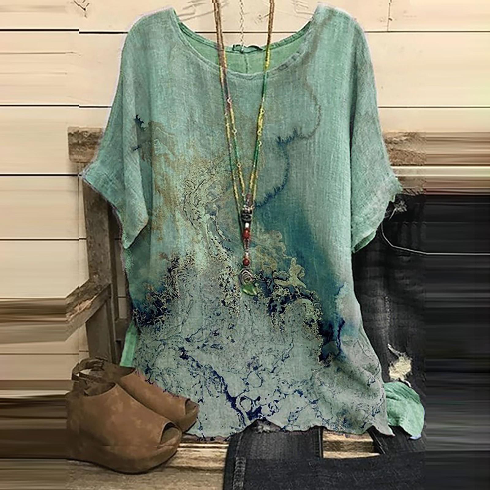 Woman Vintage Cotton-Blend O-Neck Short Sleeve Floral Print Top T-shirts Blouse XL зелений
Woman Vintage Cotton-Blend O-Neck Short Sleeve Floral Print Top T-shirts Blouse XL зелений