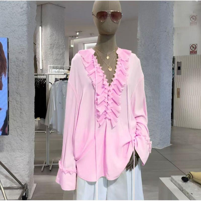 Fashion Style Fashion Ruched Lace Casual Loose Long Sleeves Chiffon Shirt Tops Loose Shirt Shirt Shirt Pink S
Fashion Style Fashion Ruched Lace Casual Loose Long Sleeves Chiffon Shirt Tops Loose Shirt Shirt Shirt Pink S