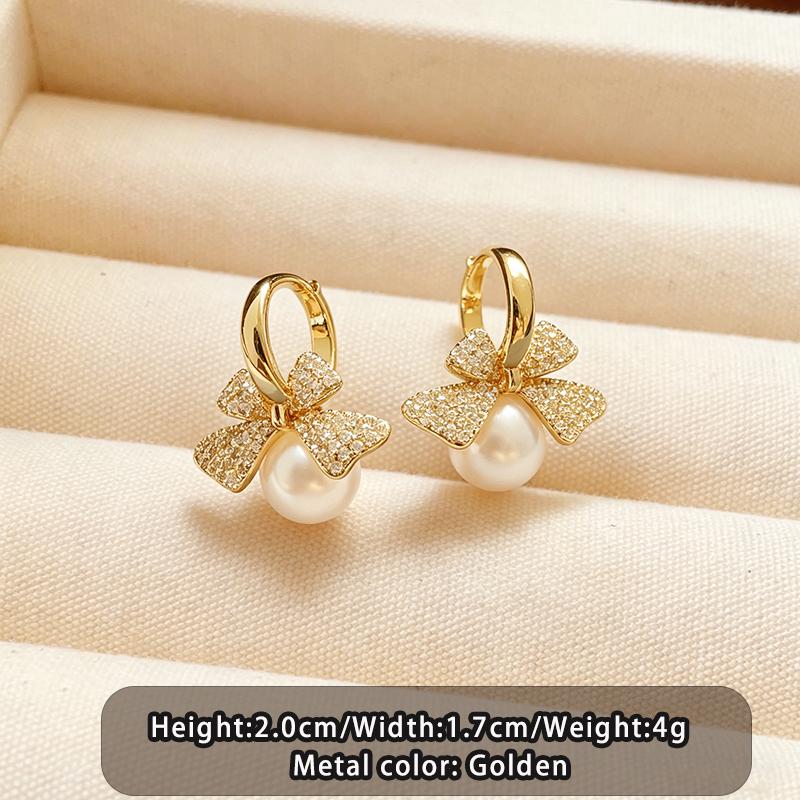 Micro Inlaid Zircon Bow Imitation Pearl Pendant Earrings For Women 2026 New Design Jewelry Sweet Ear Buckle Trendy Accessories
Micro Inlaid Zircon Bow Imitation Pearl Pendant Earrings For Women 2026 New Design Jewelry Sweet Ear Buckle Trendy Accessories