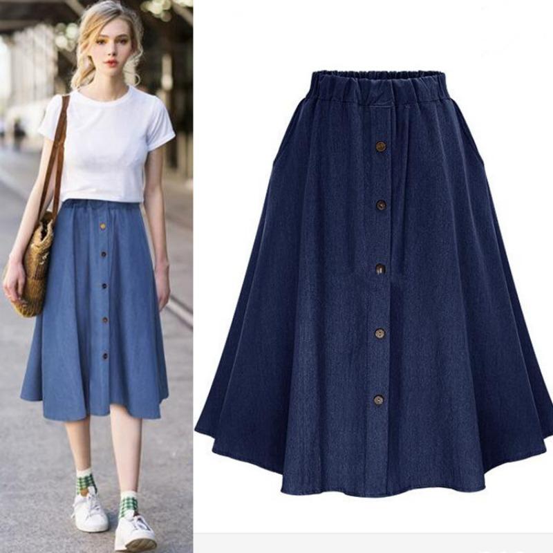 Summer Buttons Loose Elastic Denim Women Skirt Fashion Elegant Solid Color Casual Simple A-line Skirts Female Streetwear Loose Women s Clothing M
Summer Buttons Loose Elastic Denim Women Skirt Fashion Elegant Solid Color Casual Simple A-line Skirts Female Streetwear Loose Women s Clothing M