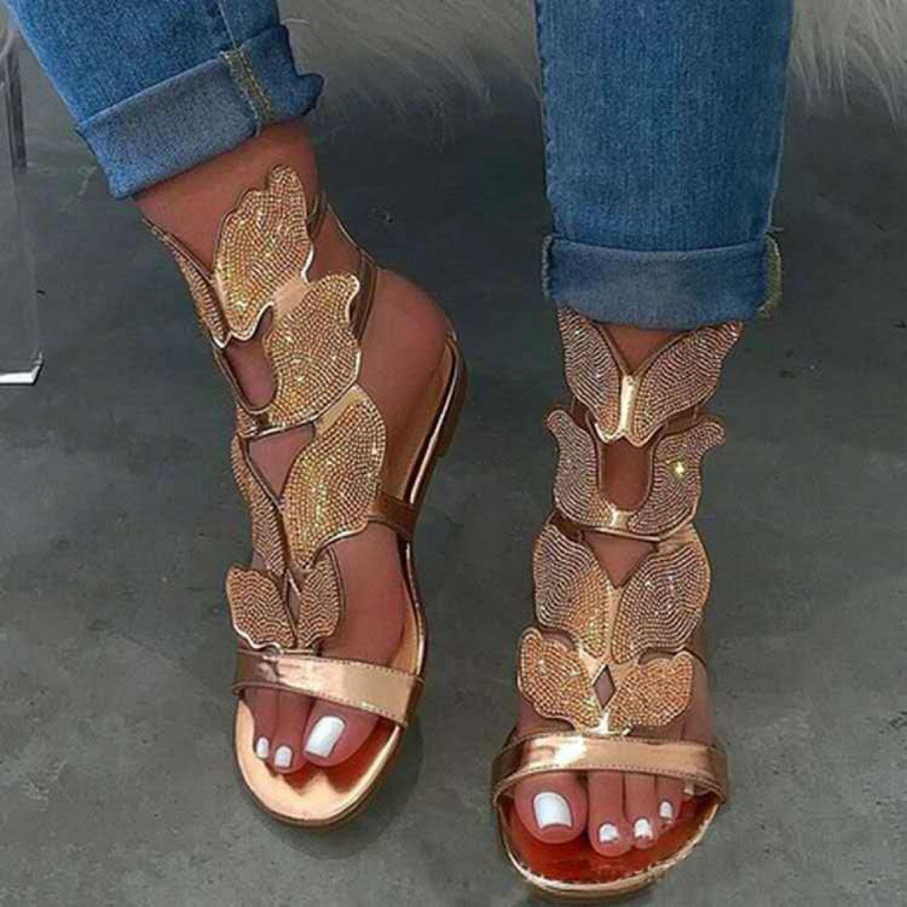 New sandals women s one-word buckle with flat-bottomed butterfly rhinestone sandals 44
New sandals women s one-word buckle with flat-bottomed butterfly rhinestone sandals 44