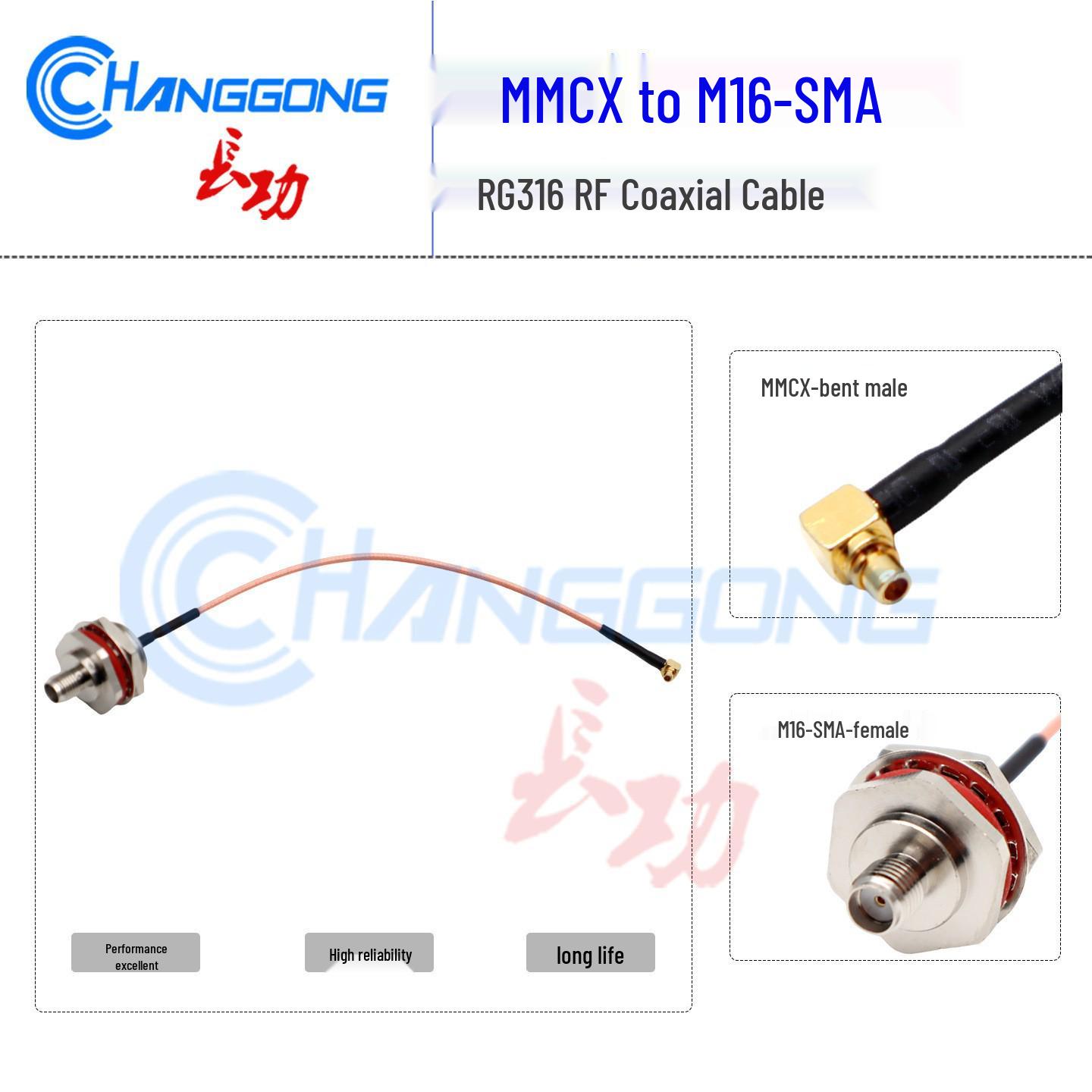 MMCX-JW Bent Male to SMA-M16 Female Adapter with Waterproof Base and RG316 Cable M16*1.0 10cm MMCX to M16-SMA
MMCX-JW Bent Male to SMA-M16 Female Adapter with Waterproof Base and RG316 Cable M16*1.0 10cm MMCX to M16-SMA