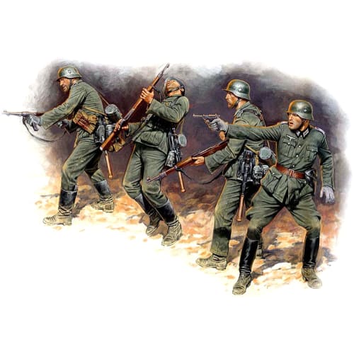 Master Box 1/35 Scale German Wehrmacht Infantry, Eastern Front 1, 1941-1942, 4-Piece Plastic Model Kit, MB35022
Master Box 1/35 Scale German Wehrmacht Infantry, Eastern Front 1, 1941-1942, 4-Piece Plastic Model Kit, MB35022